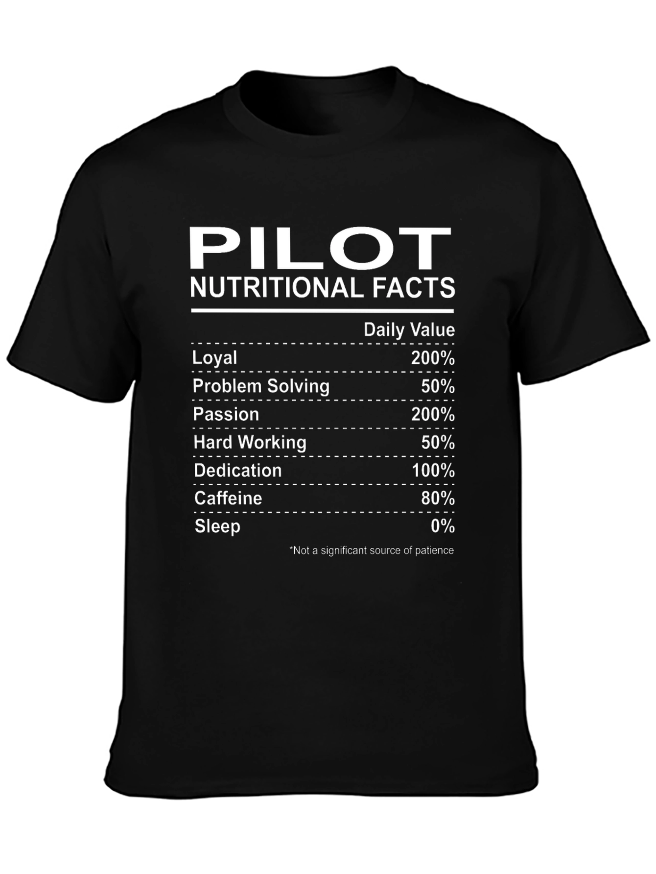 Pilot Nutritional Facts Black Graphic T-Shirt