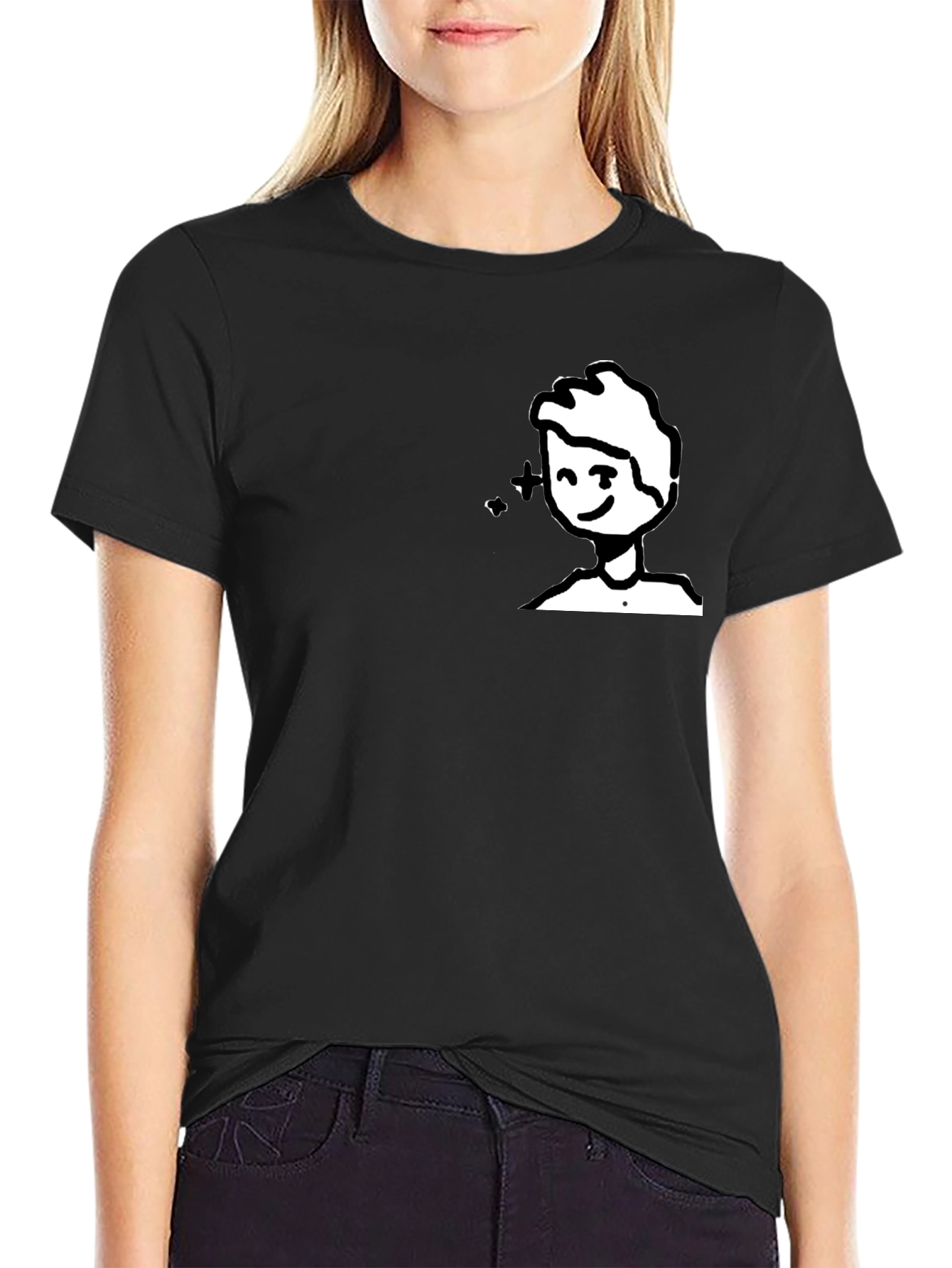 Whimsical Cartoon Graphic Tee - Black