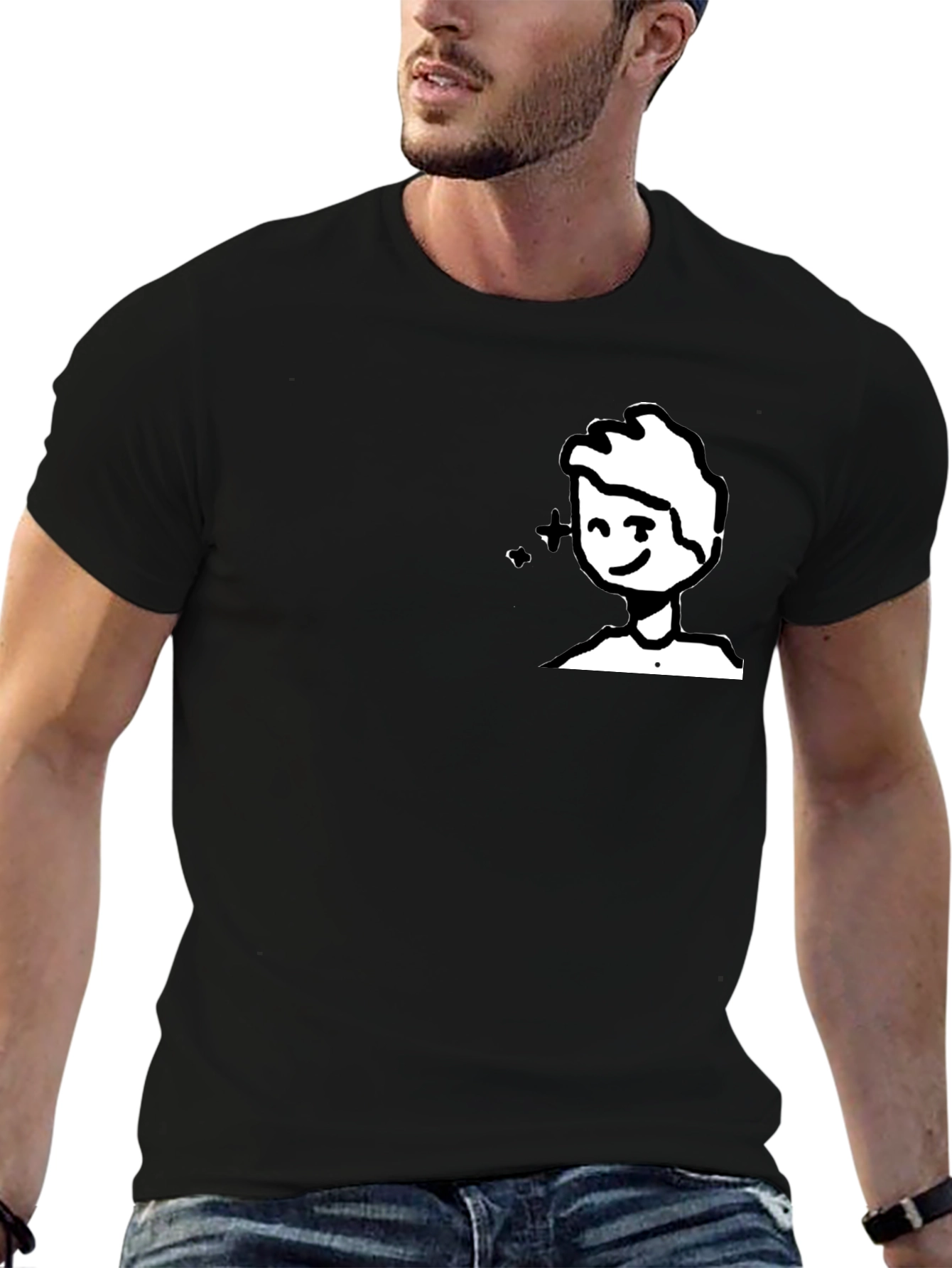 Whimsical Cartoon Graphic Tee - Black