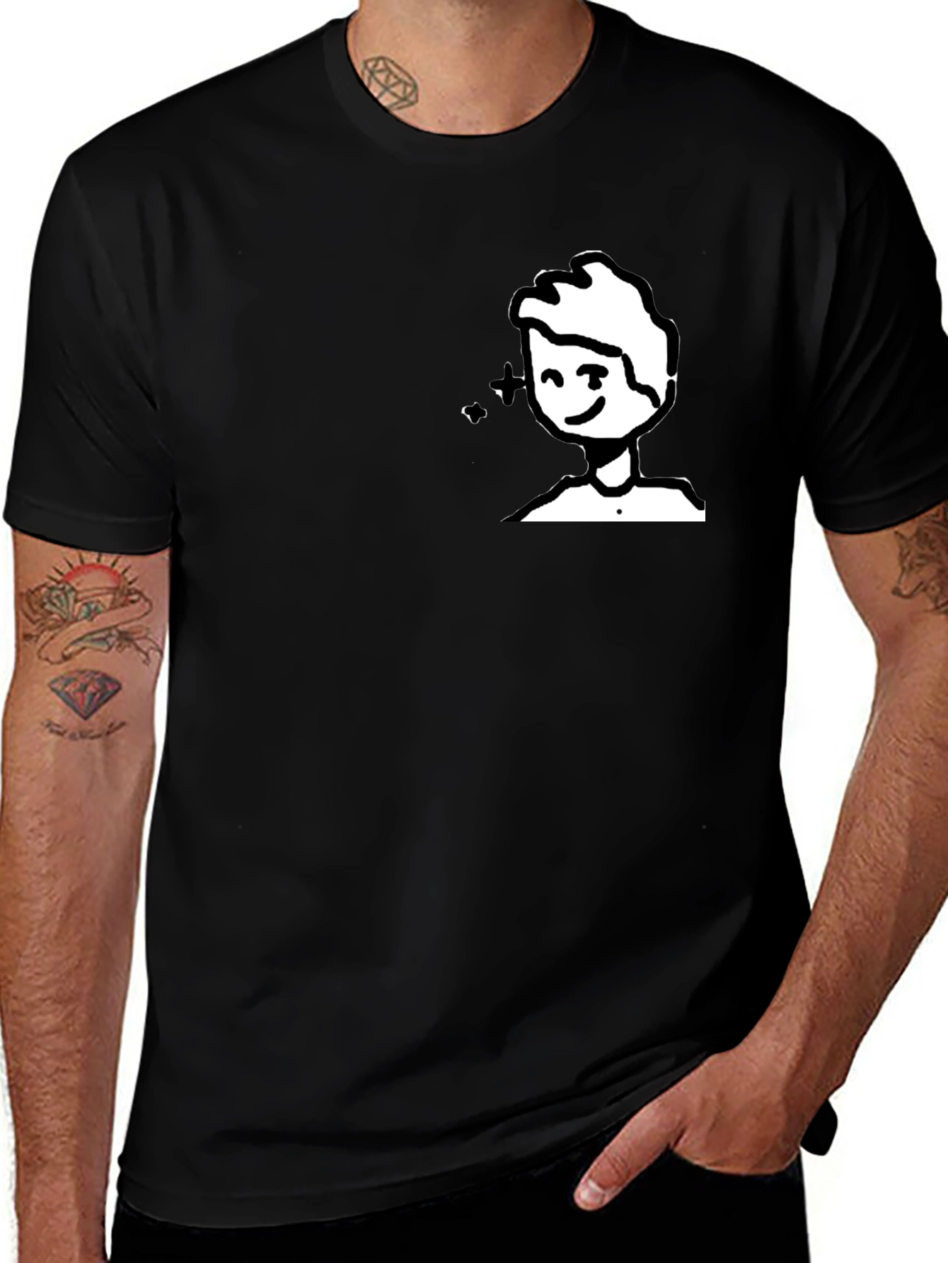 Whimsical Cartoon Graphic Tee - Black