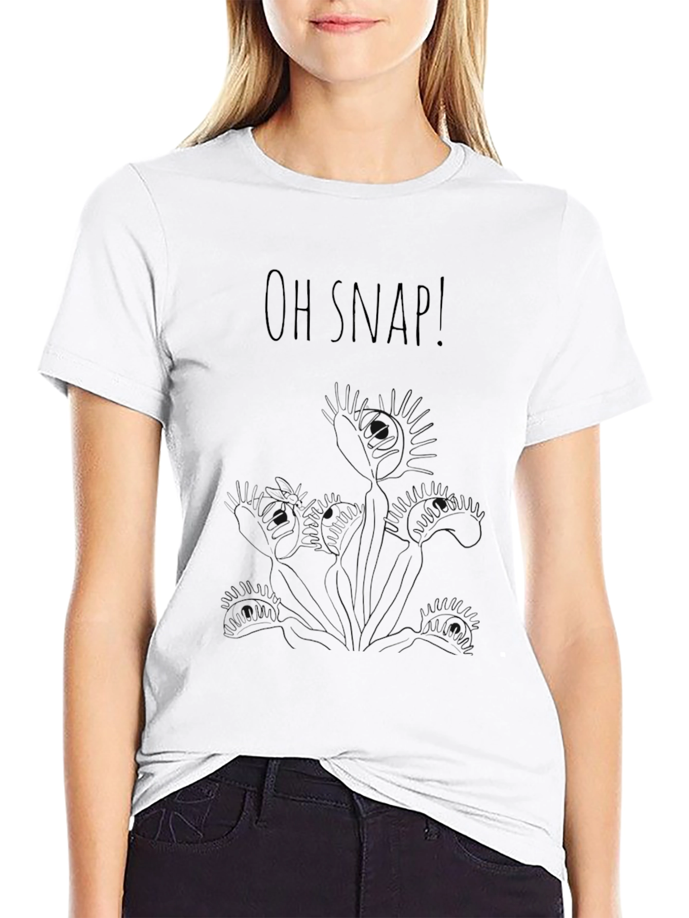 Oh Snap! Venus Flytrap Graphic Black T-Shirt