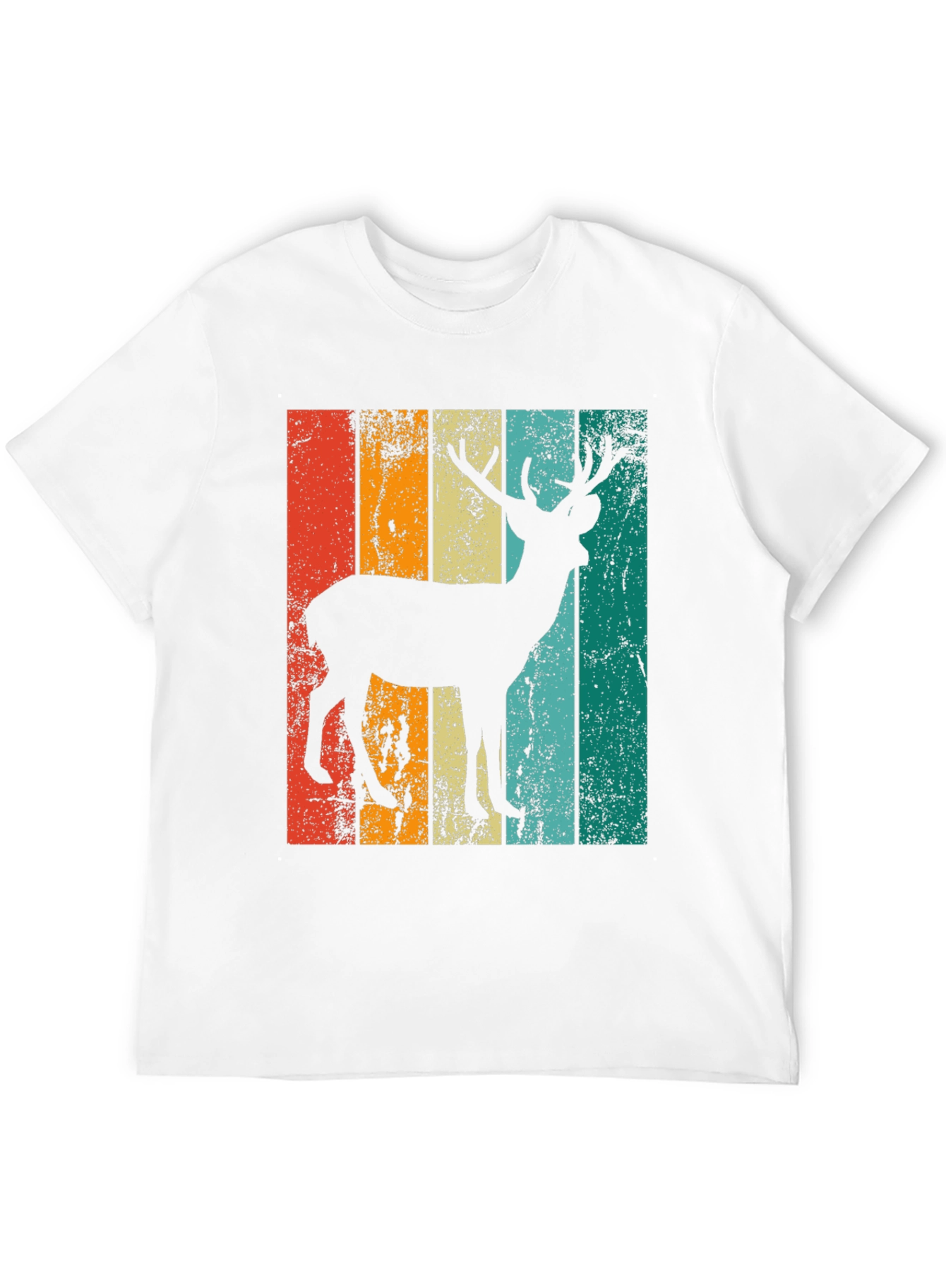 Retro Deer Graphic Print Tee - Black