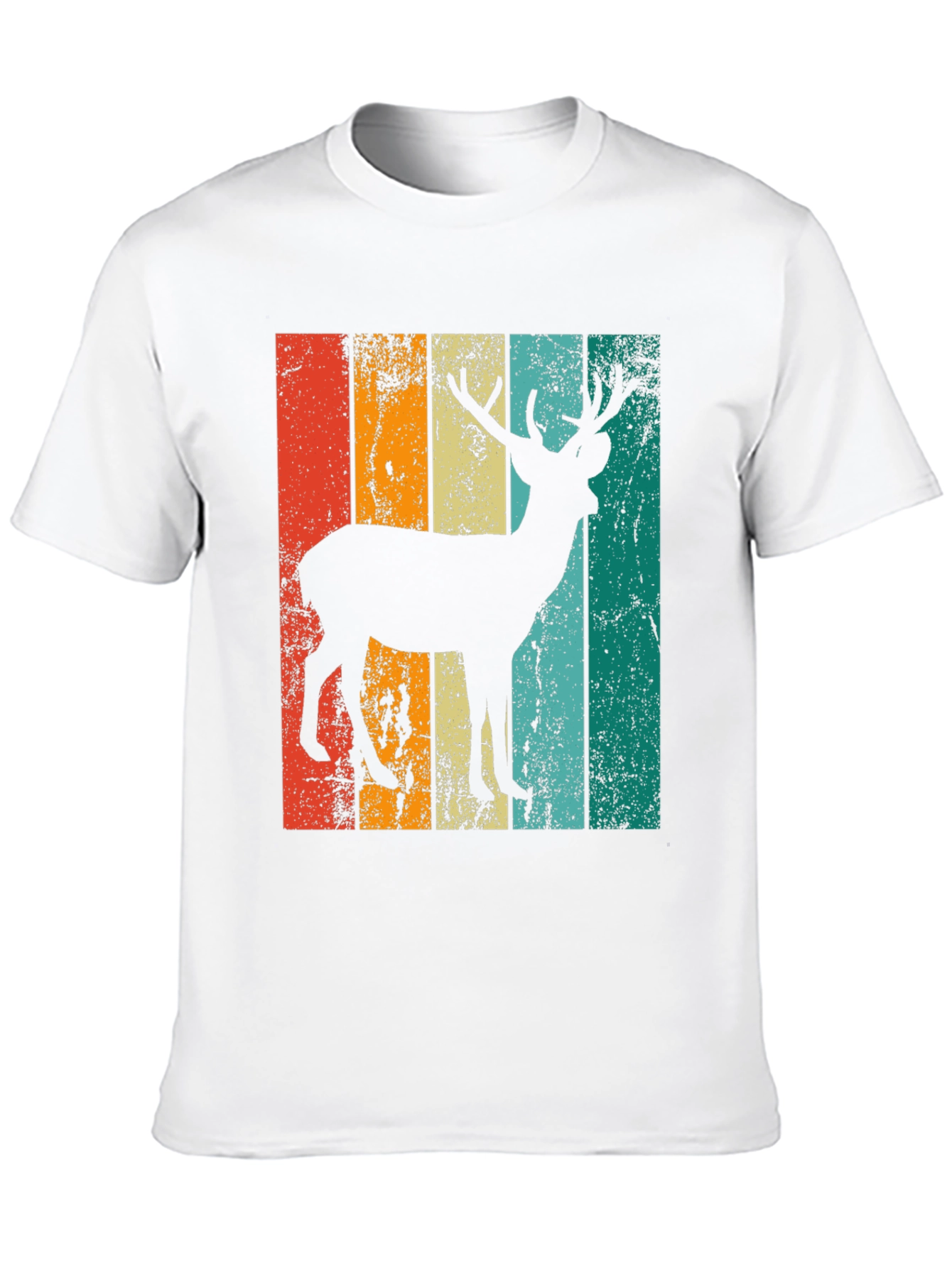 Retro Deer Graphic Print Tee - Black
