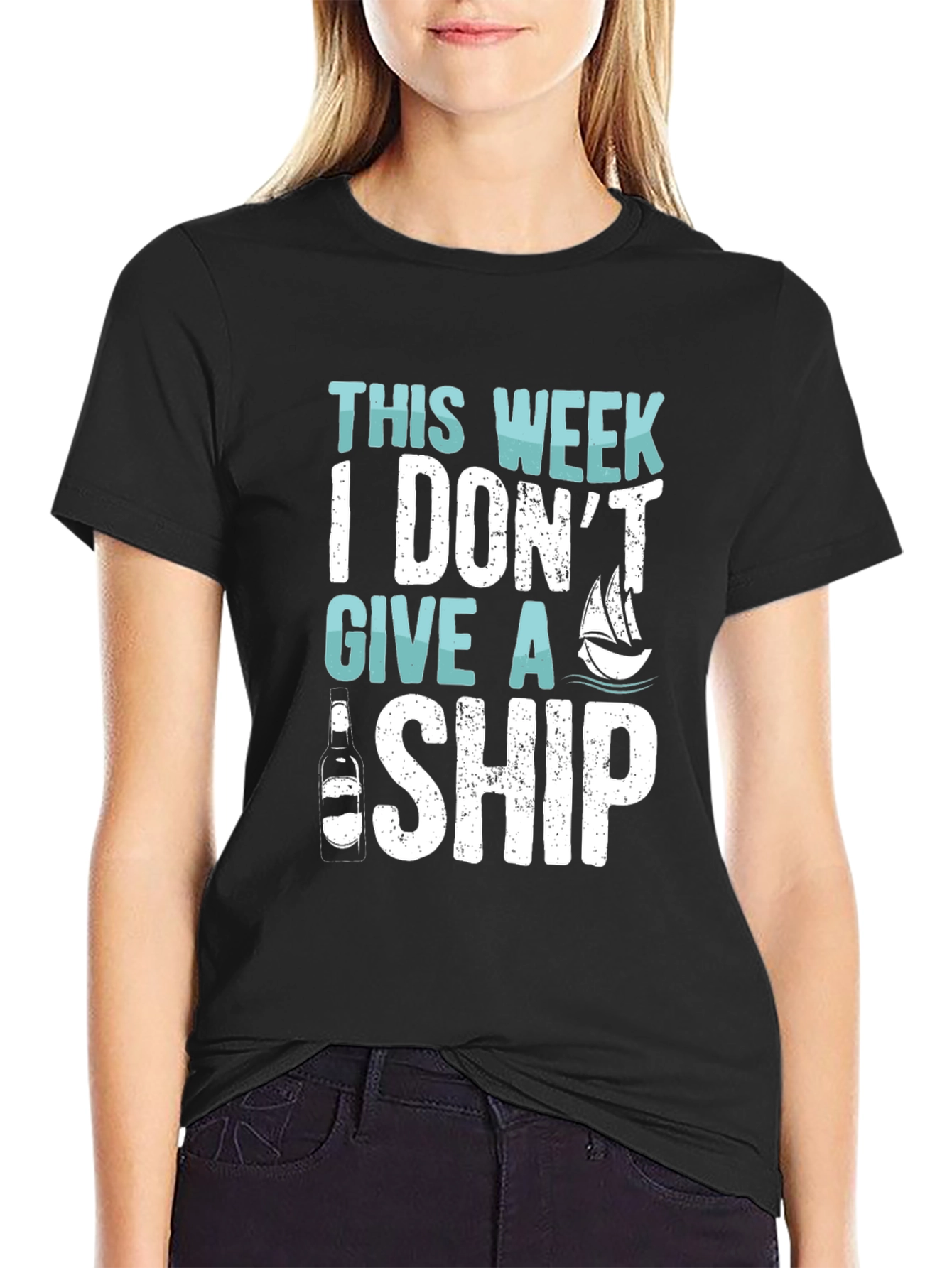 Humorous I Dont Give A Ship Graphic T-Shirt