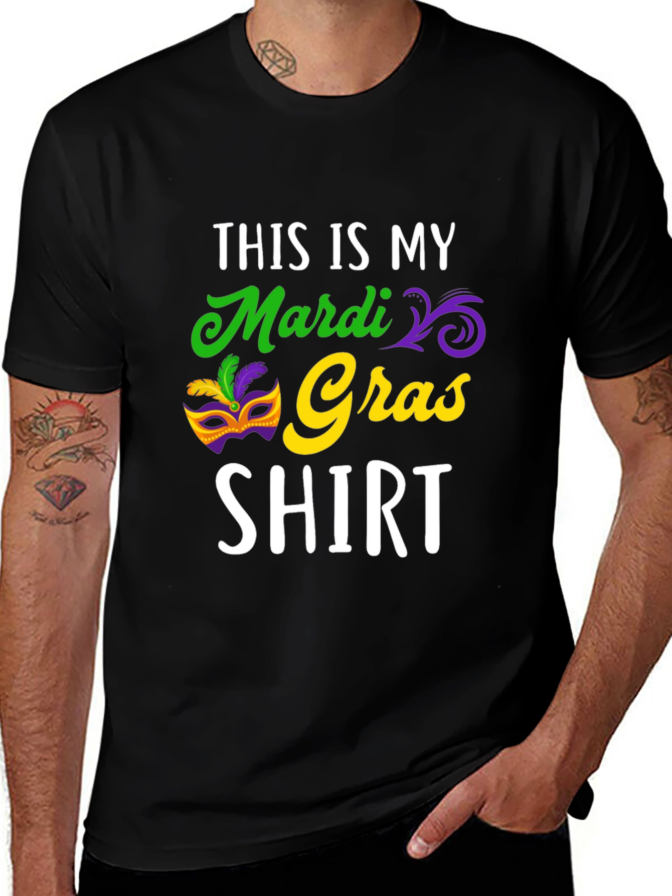 Mardi Gras Shirt - Mens Black Graphic Tee