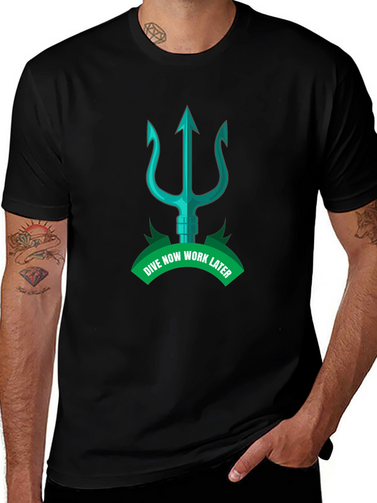 Dive Now Work Later Black Graphic Tee