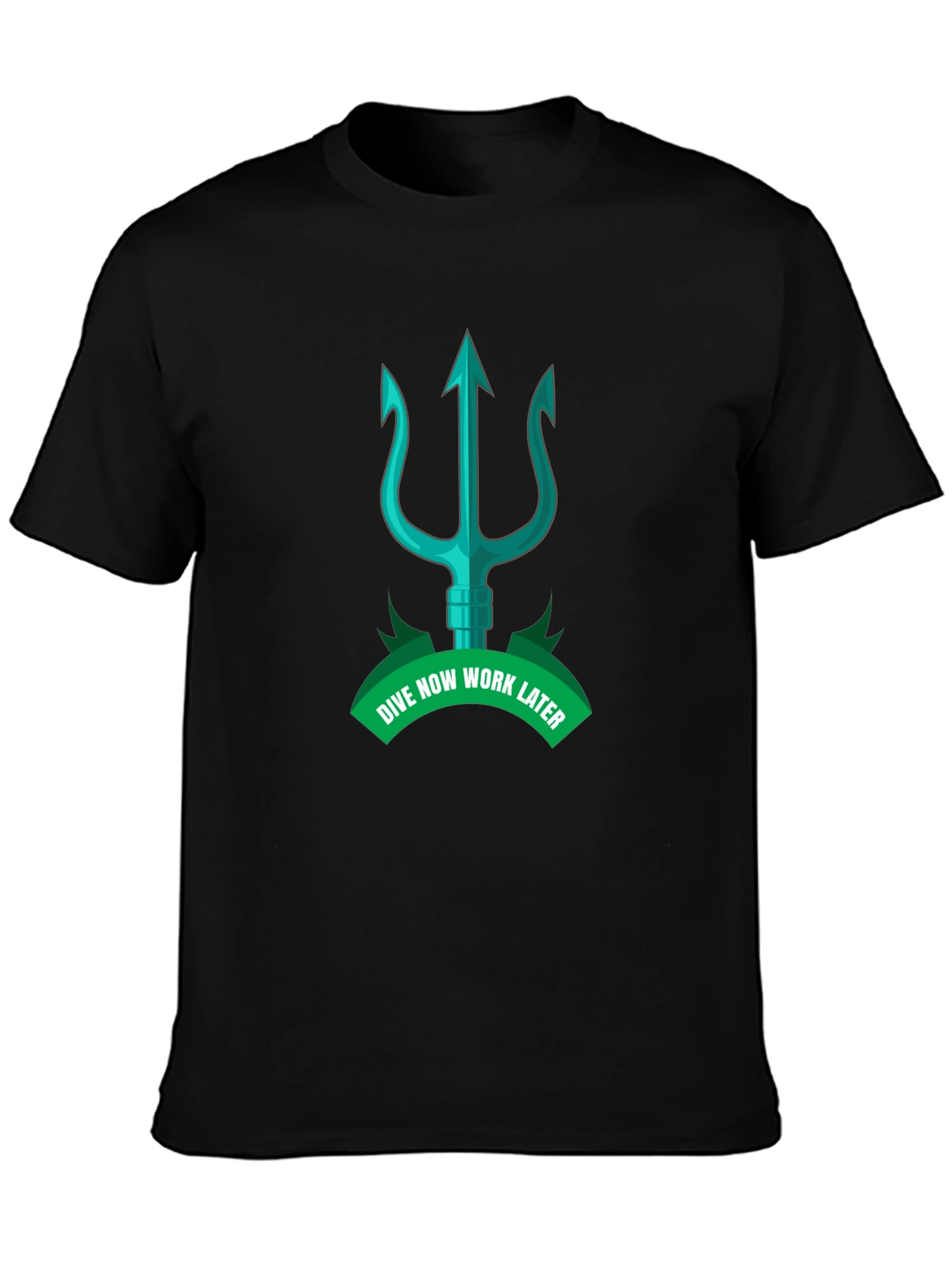 Dive Now Work Later Black Graphic Tee