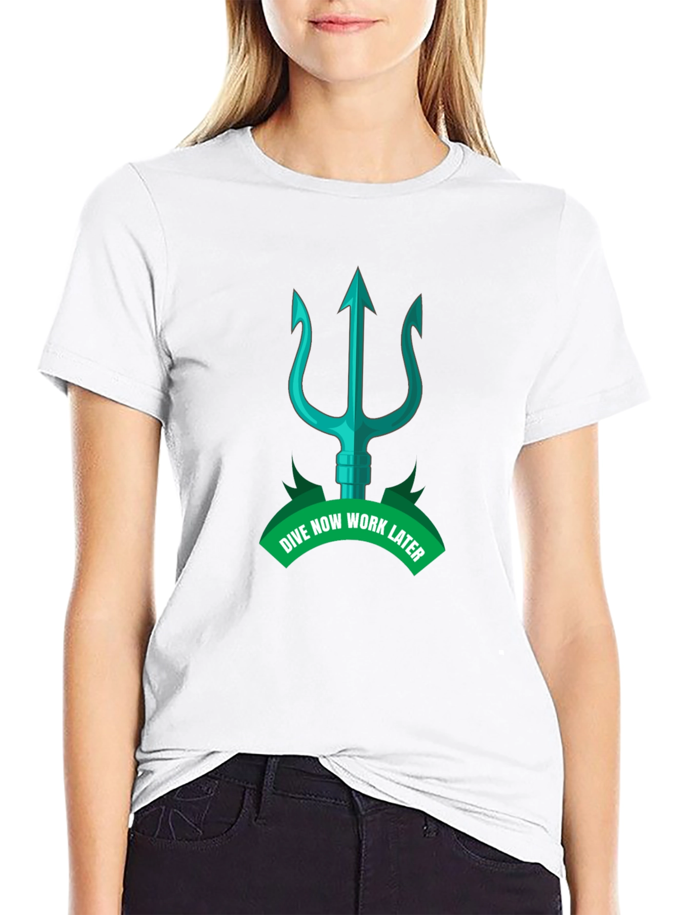 Dive Now Work Later Black Graphic Tee