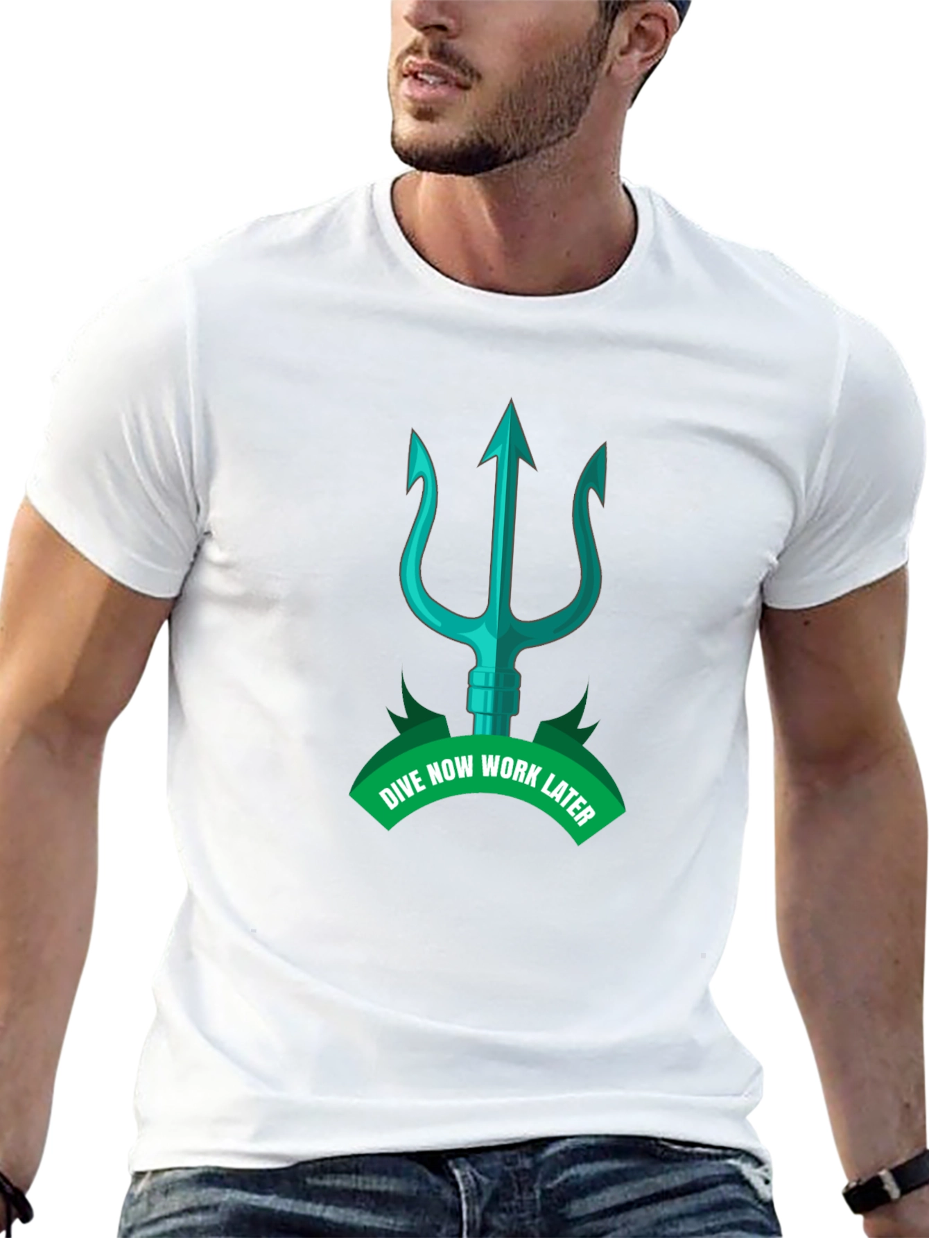 Dive Now Work Later Black Graphic Tee