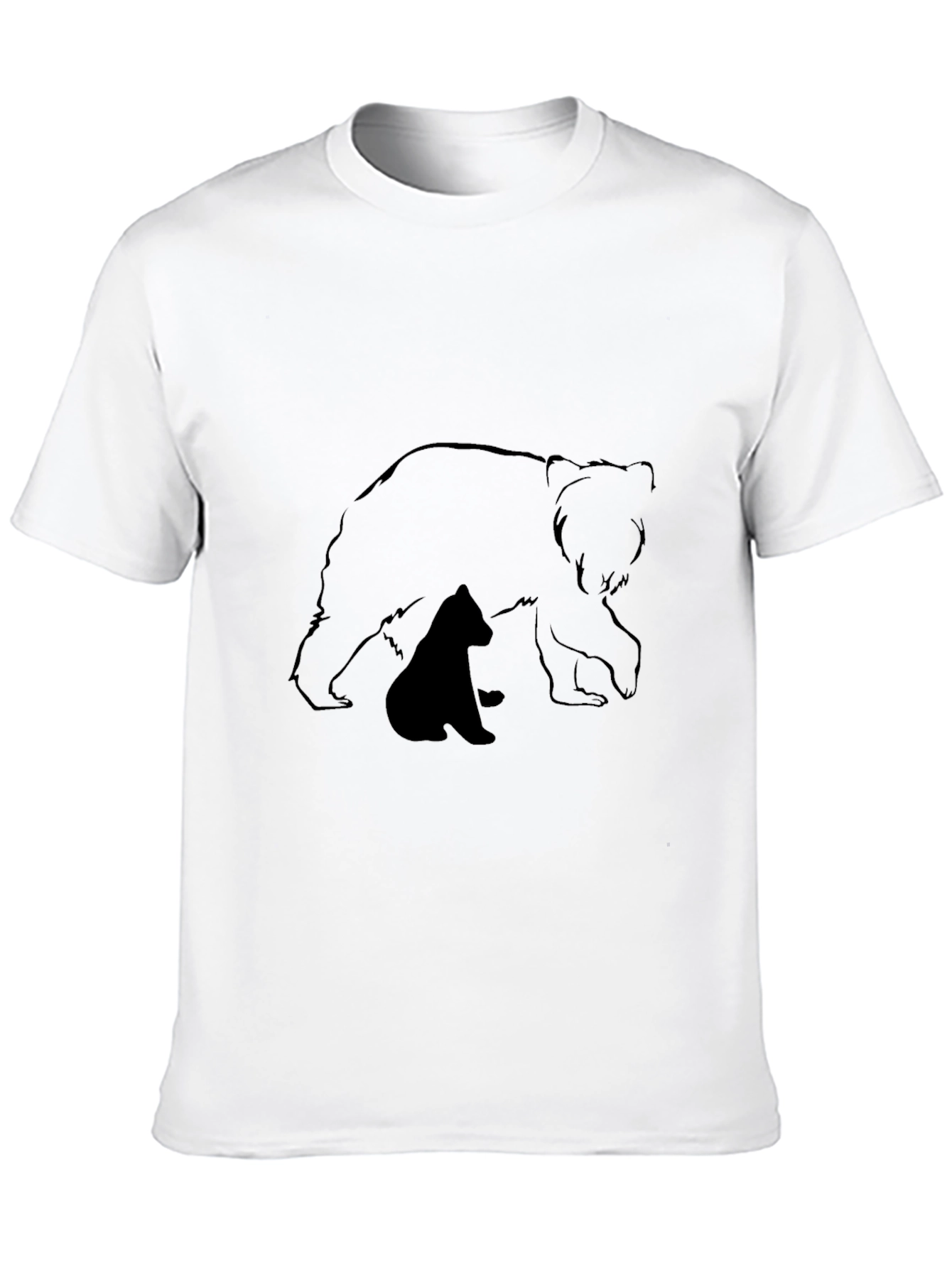 Bear Family Graphic Tee - Black Cotton Blend