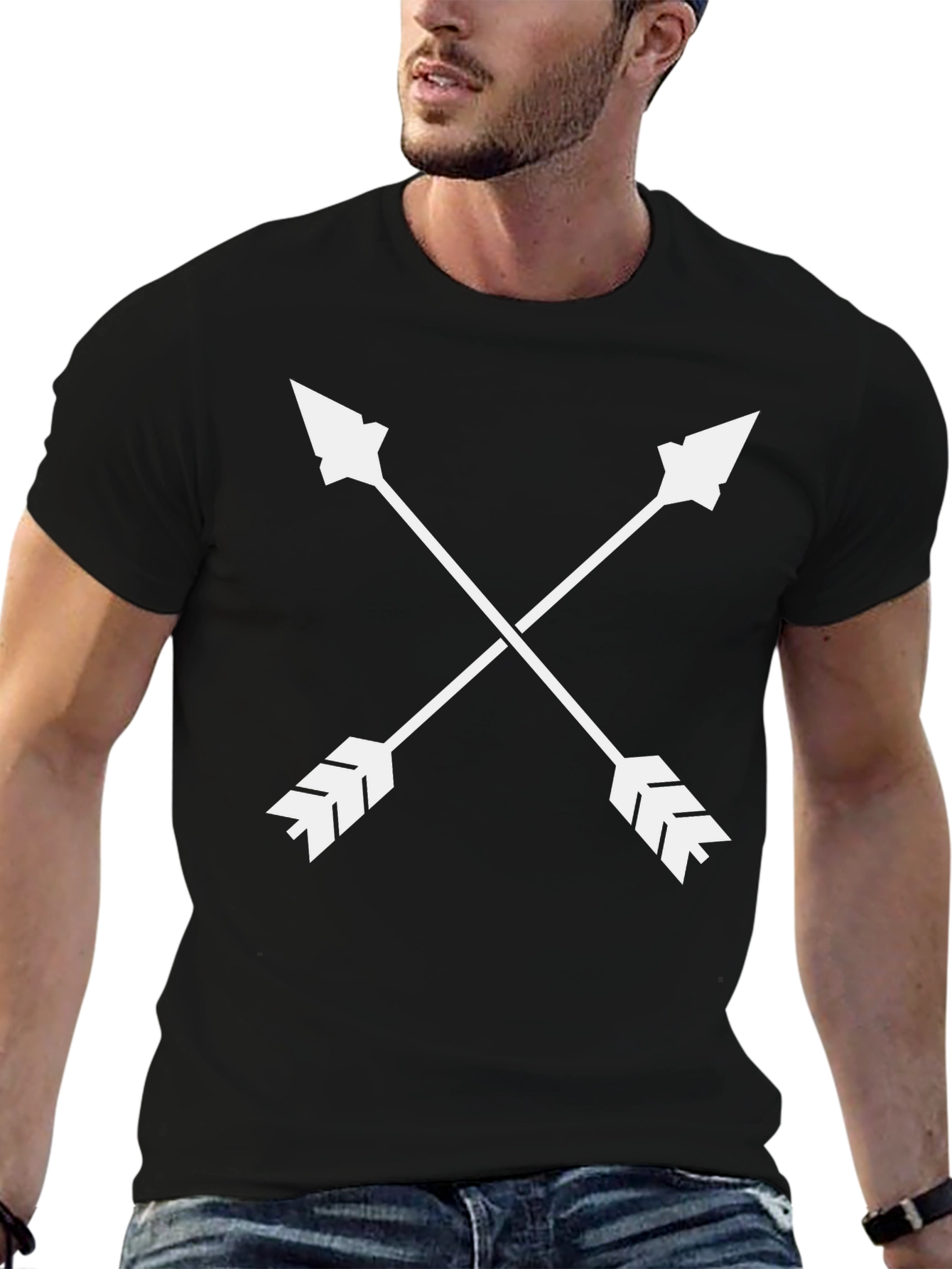 Crossed Arrows Graphic Tee - Stylish Black T-Shirt