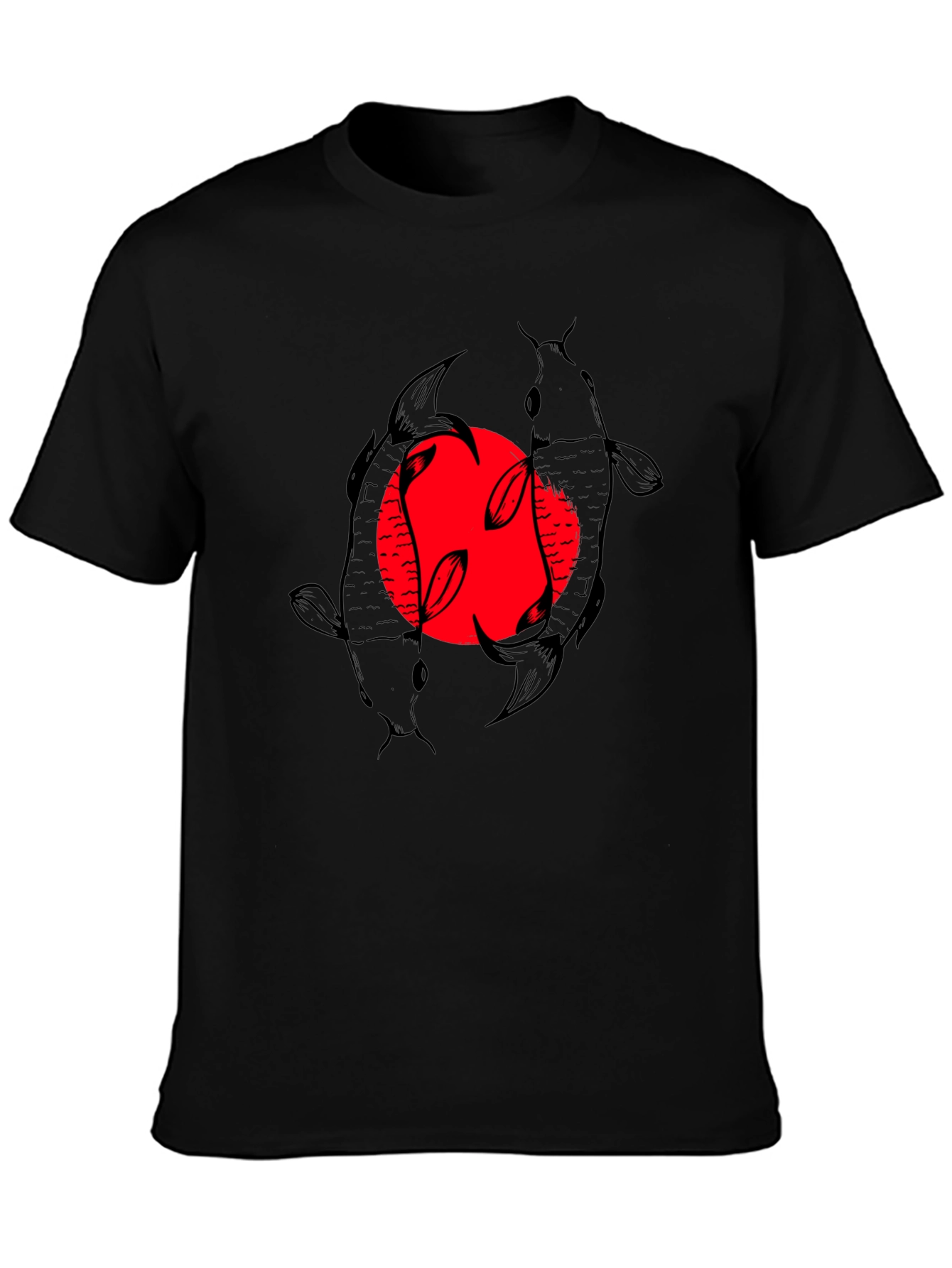 Koi Fish Graphic T-Shirt - Black Stylish Design