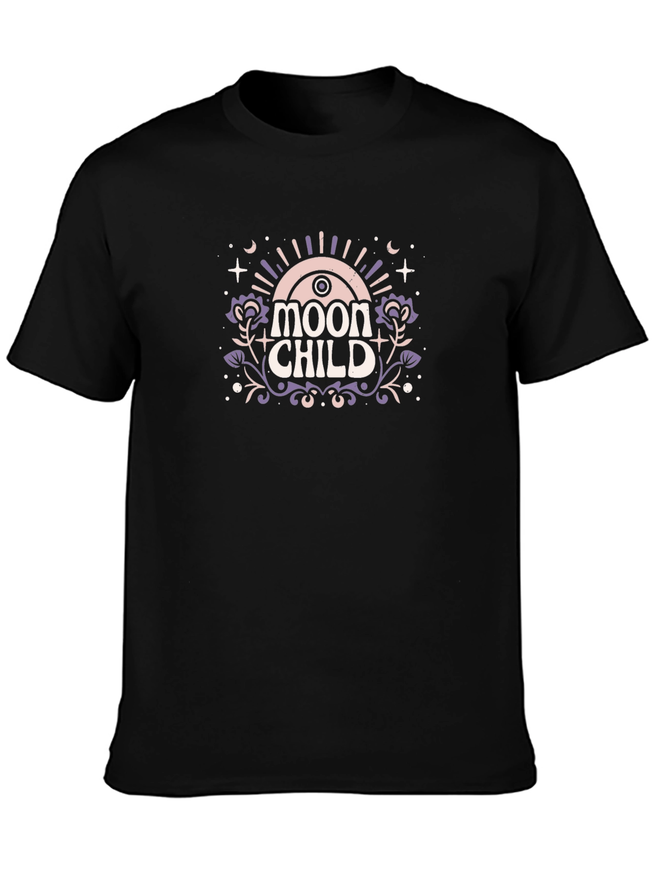 Moon Child Graphic T-Shirt - Black
