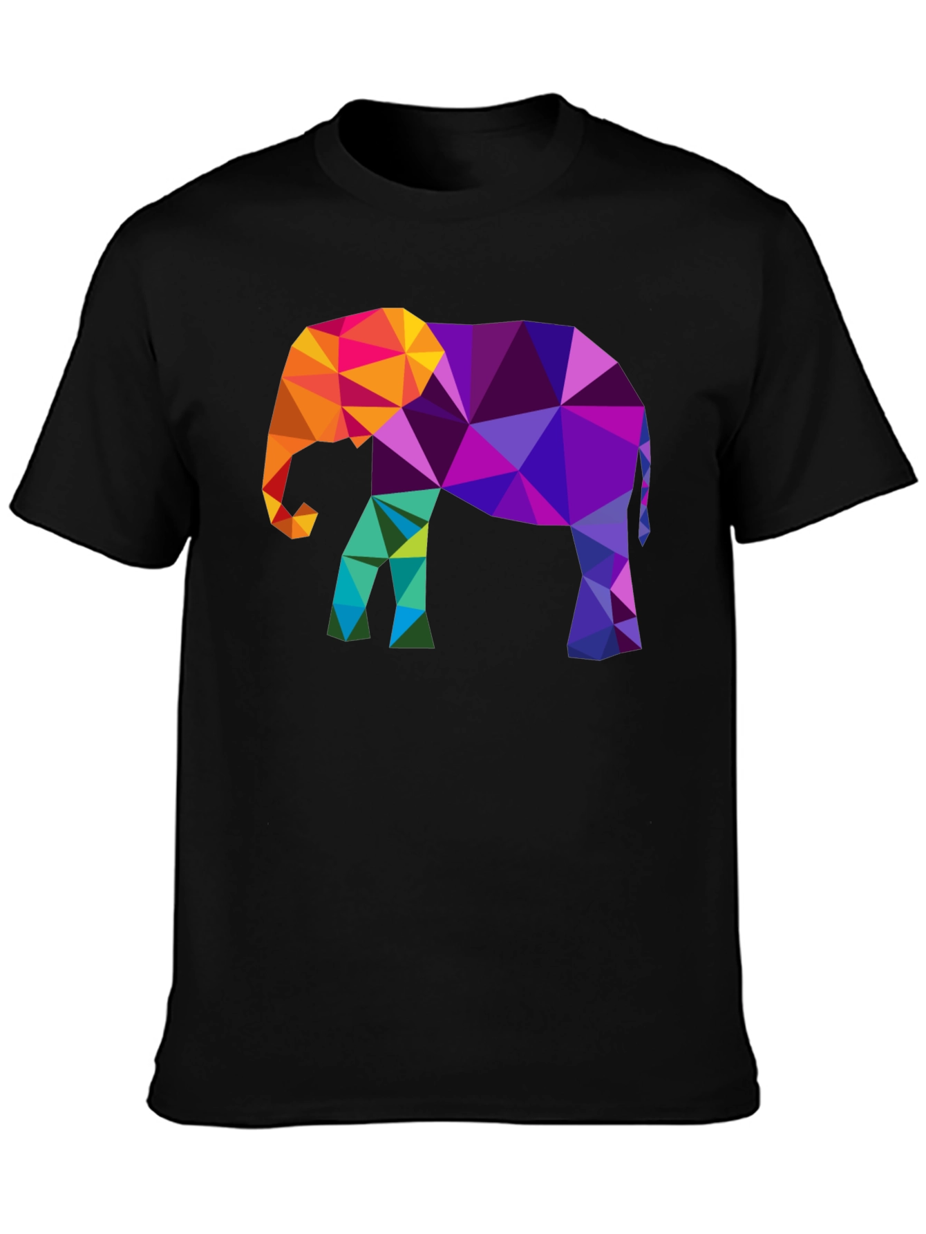 Geometric Elephant Graphic Tee - Modern Mens Black T-Shirt