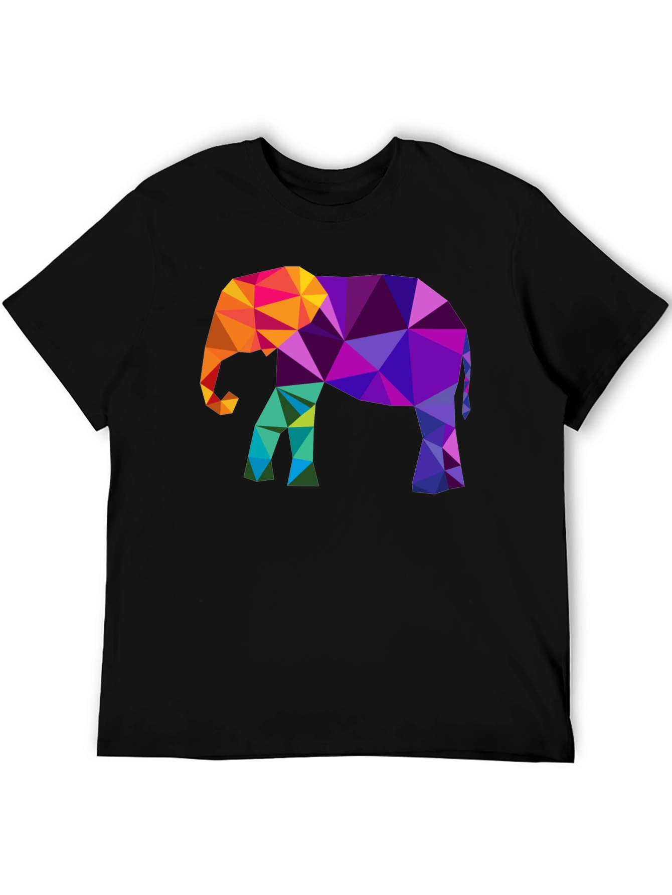 Geometric Elephant Graphic Tee - Modern Mens Black T-Shirt