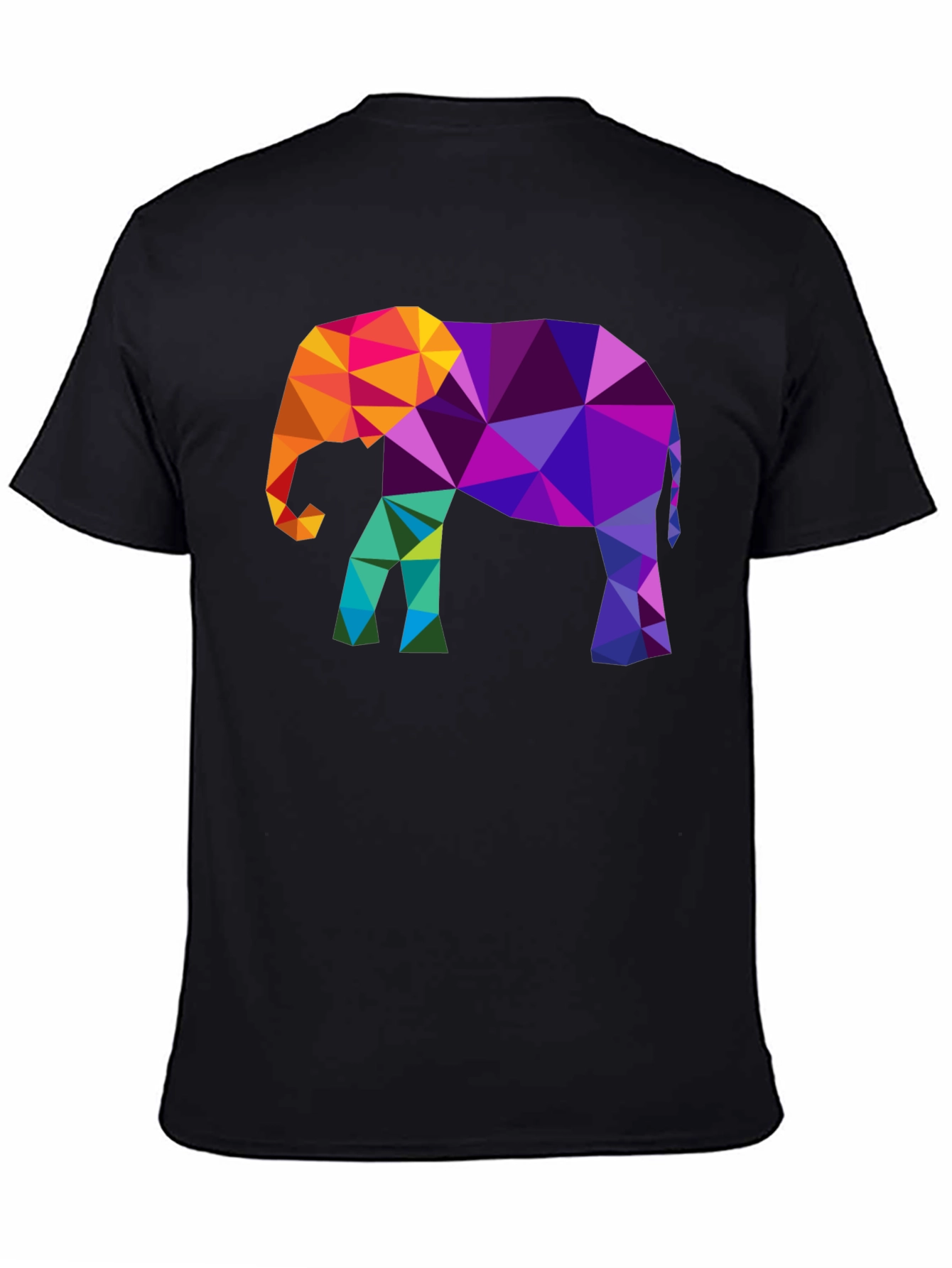 Geometric Elephant Graphic Tee - Modern Mens Black T-Shirt