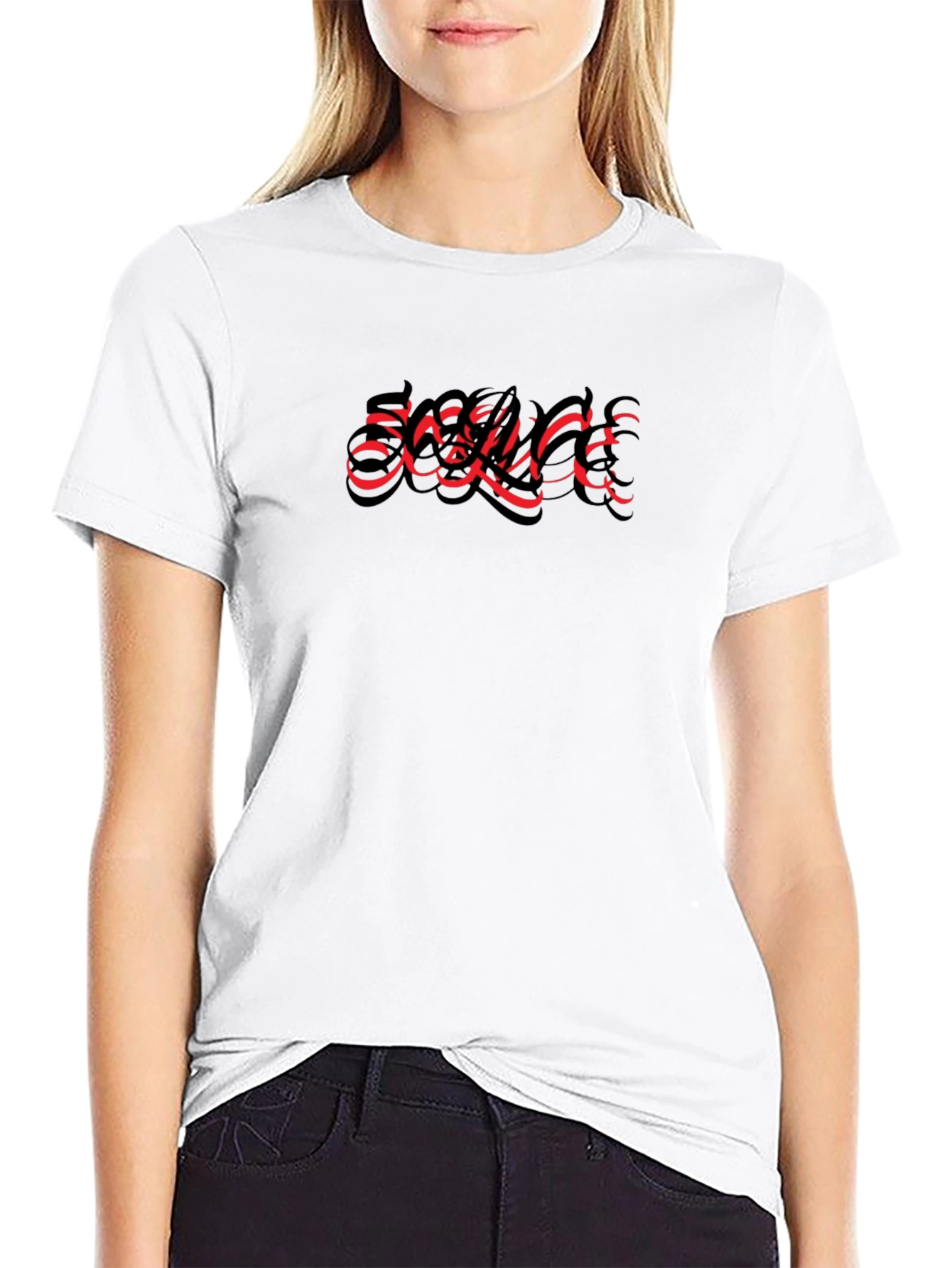 Statement Black Tee - Red Graphic Print