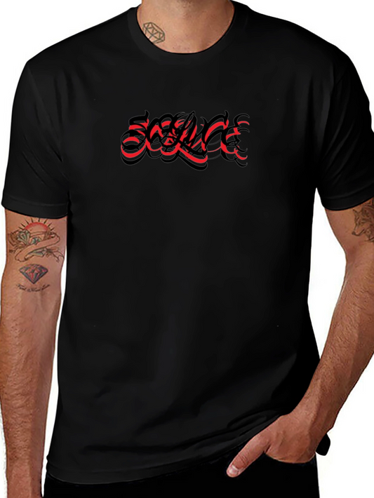Statement Black Tee - Red Graphic Print