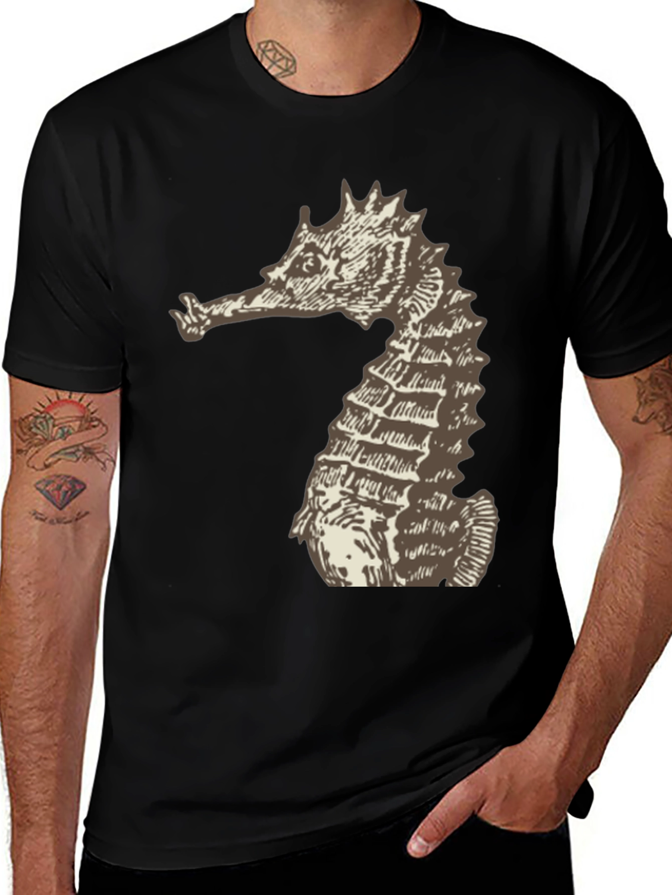 Seahorse Graphic Tee - Unisex Black T-Shirt