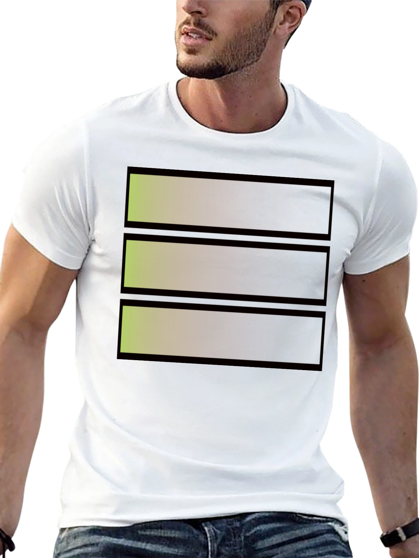 Abstract Gradient Stripe Graphic Tee - Modern Black T-Shirt