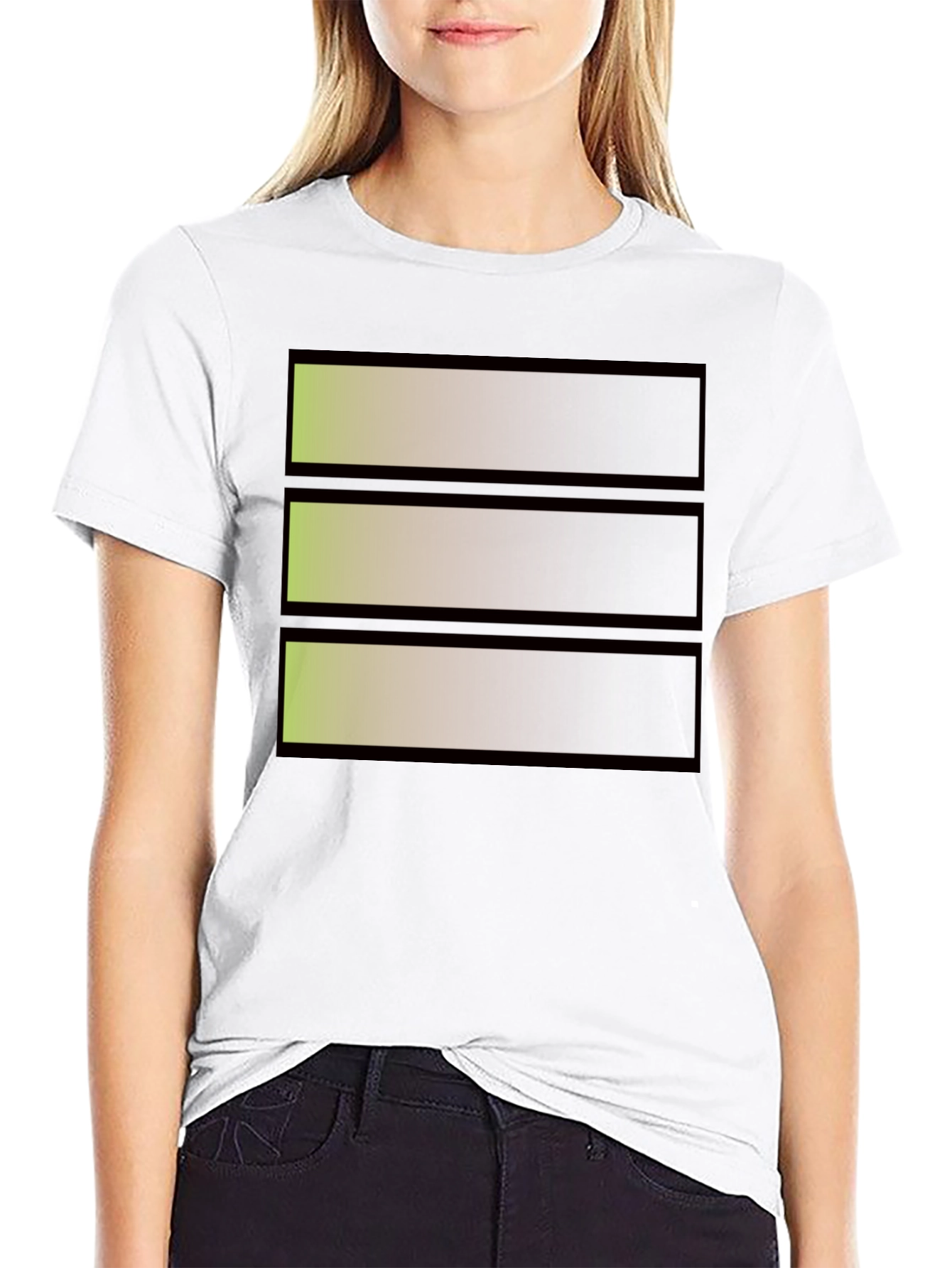 Abstract Gradient Stripe Graphic Tee - Modern Black T-Shirt