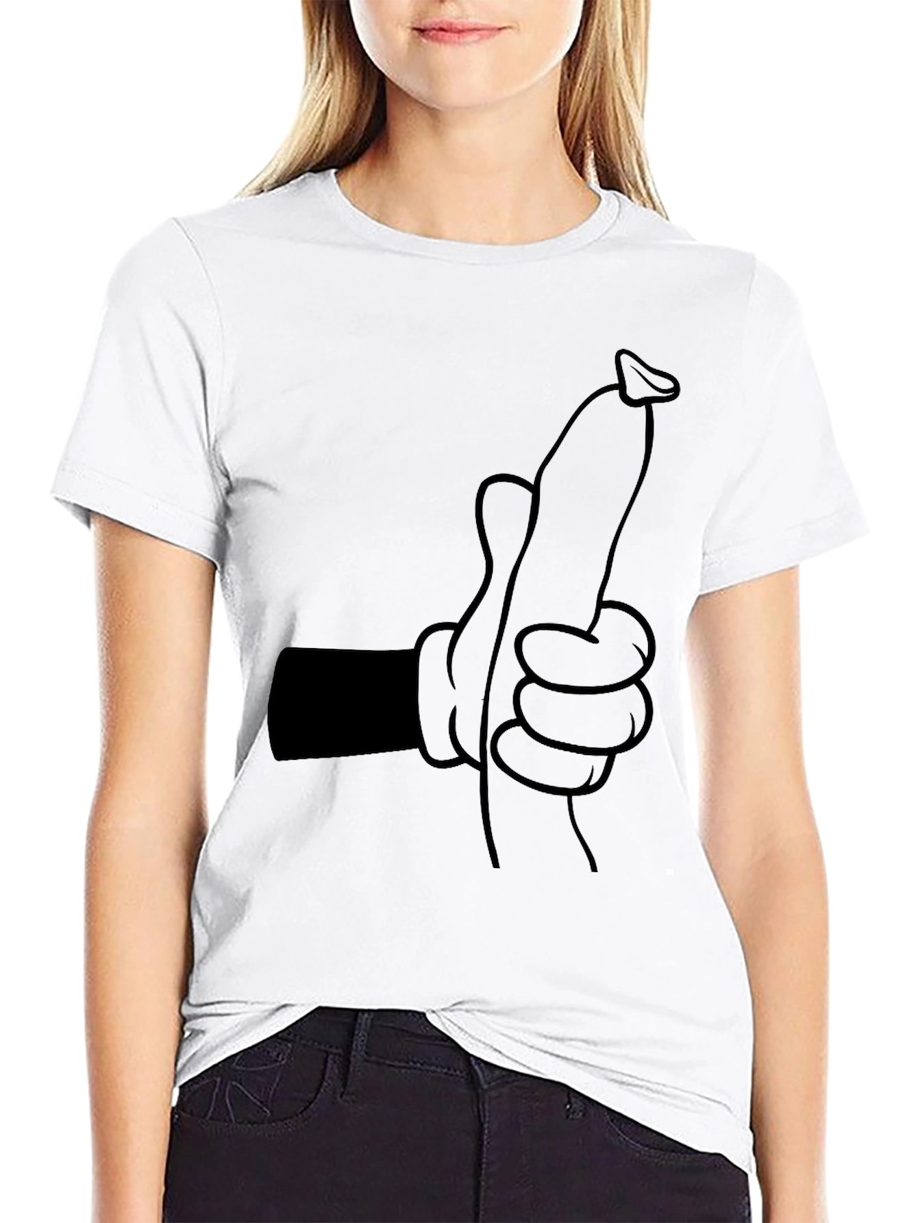 Novelty Cartoon Sausage Hand T-Shirt