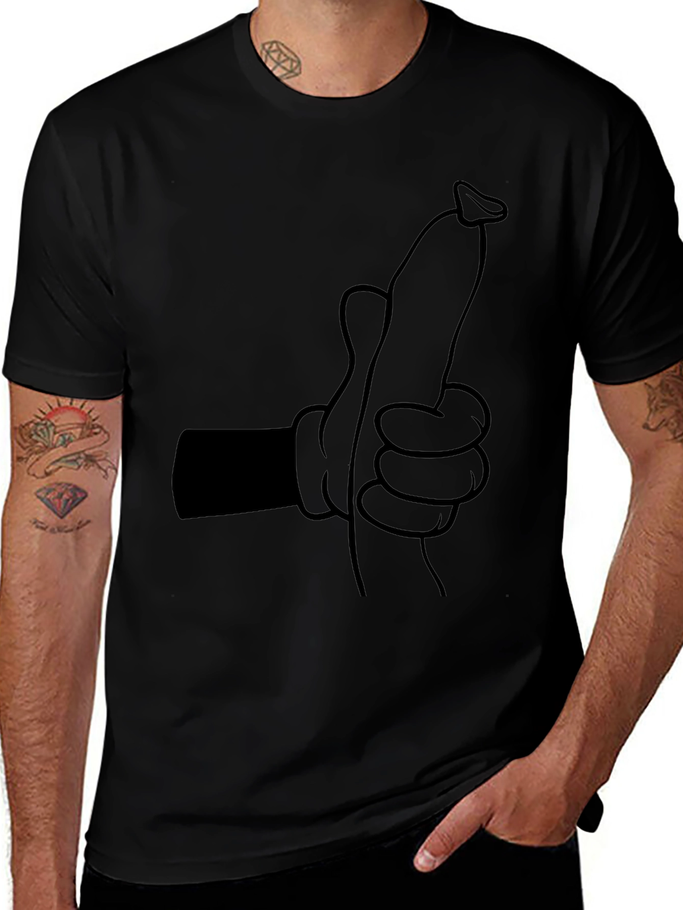 Novelty Cartoon Sausage Hand T-Shirt