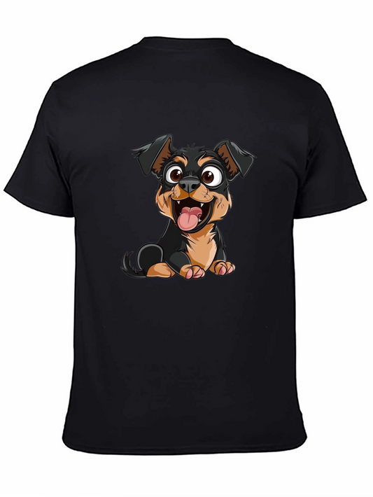 Cartoon Dog Graphic Print Black T-Shirt