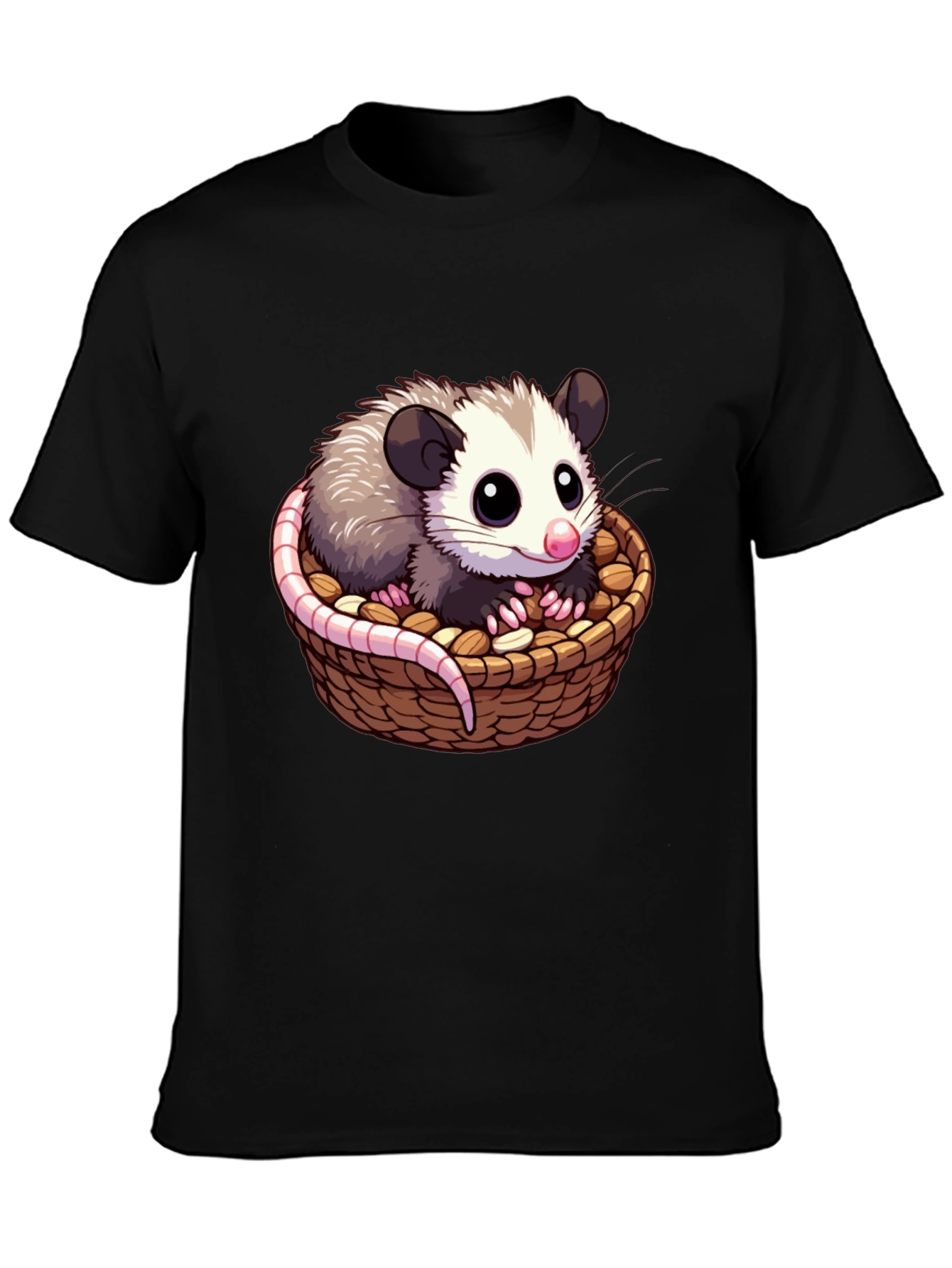 Cute Cartoon Opossum in Basket T-Shirt