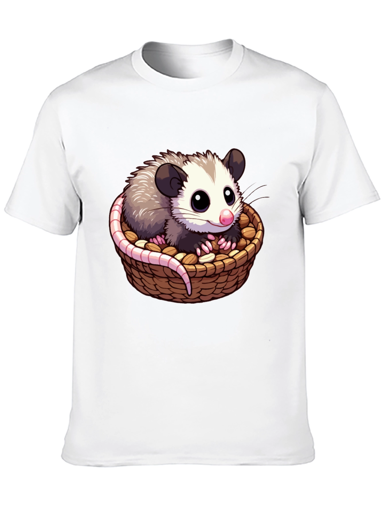 Cute Cartoon Opossum in Basket T-Shirt