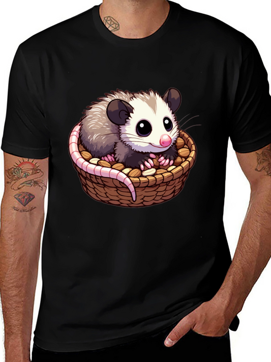 Cute Cartoon Opossum in Basket T-Shirt