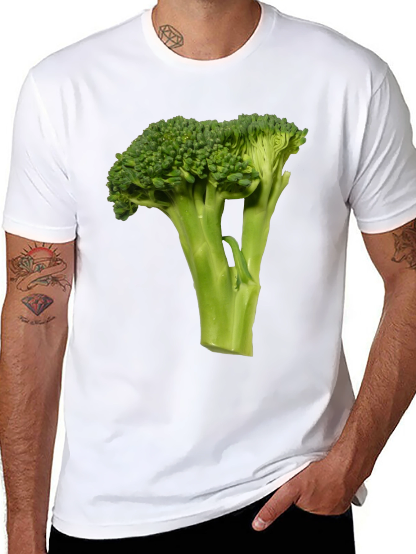 Broccoli Graphic Tee - Black Cotton T-Shirt