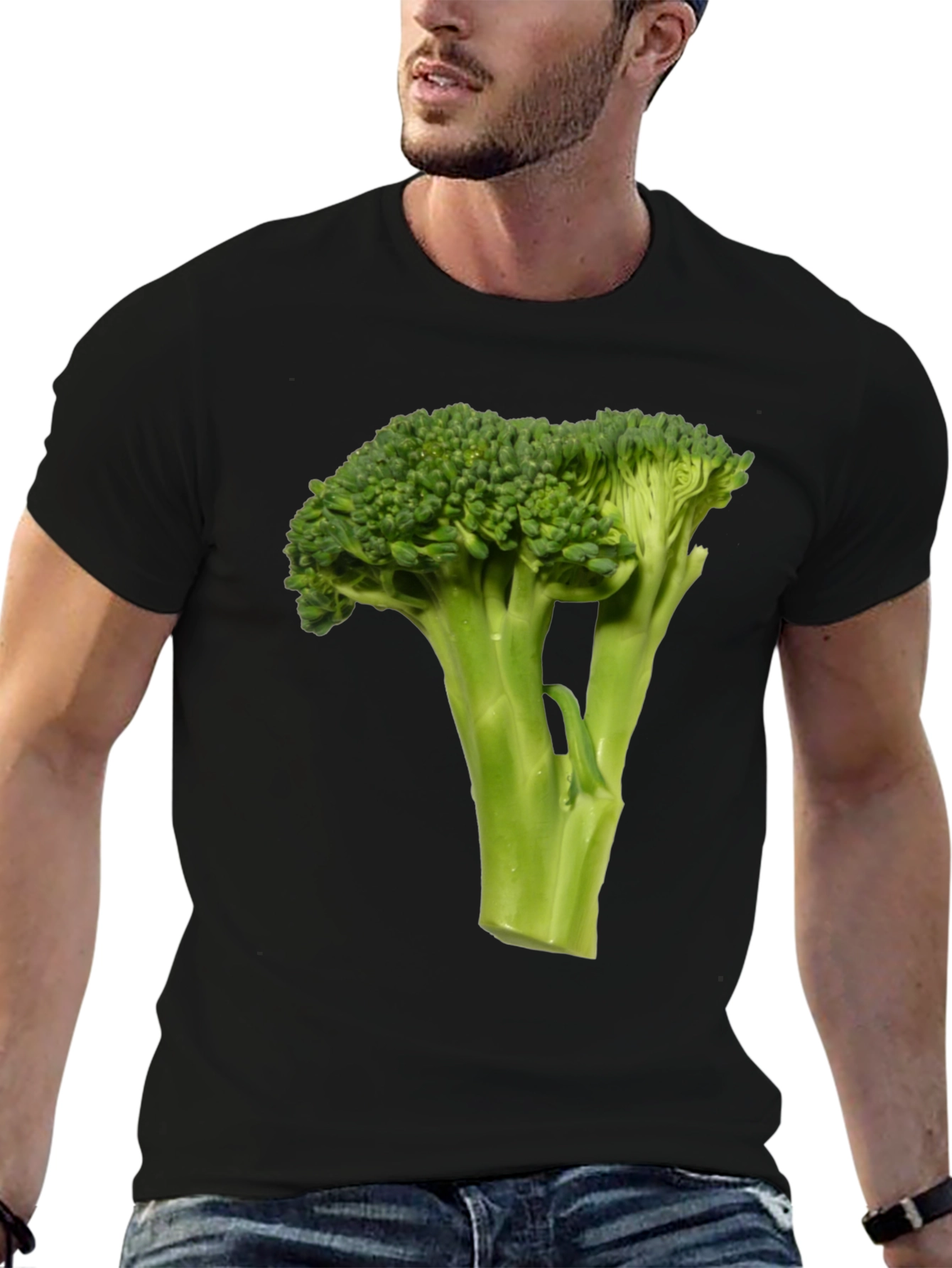 Broccoli Graphic Tee - Black Cotton T-Shirt