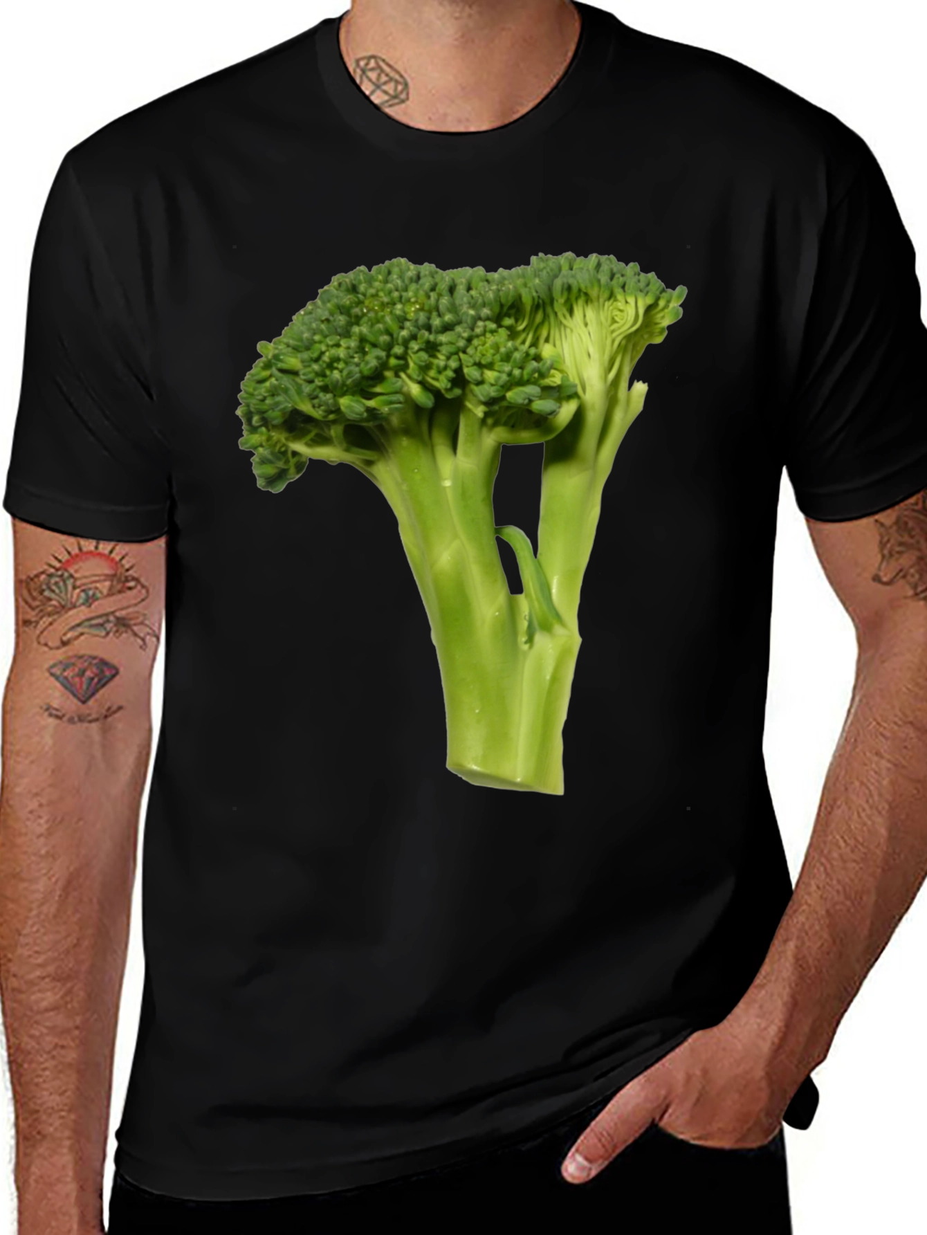 Broccoli Graphic Tee - Black Cotton T-Shirt
