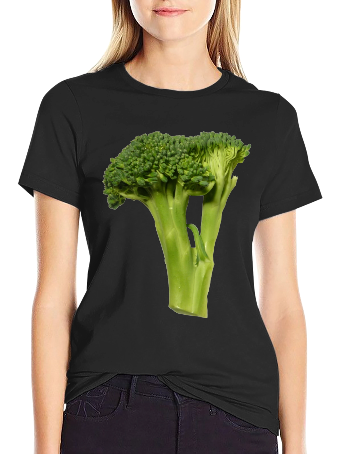 Broccoli Graphic Tee - Black Cotton T-Shirt