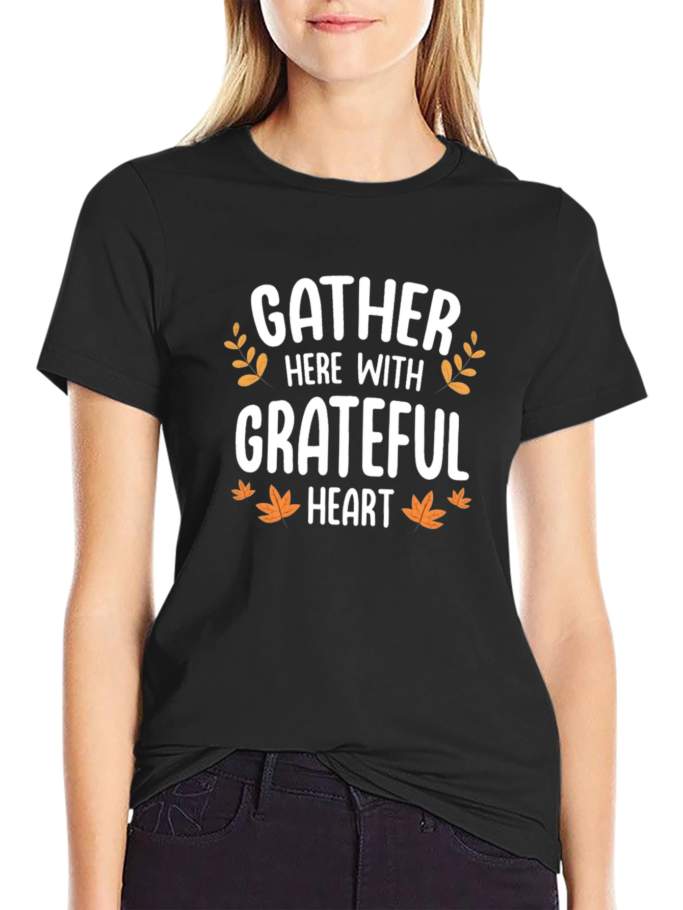 Gather Here With Grateful Heart Black T-Shirt