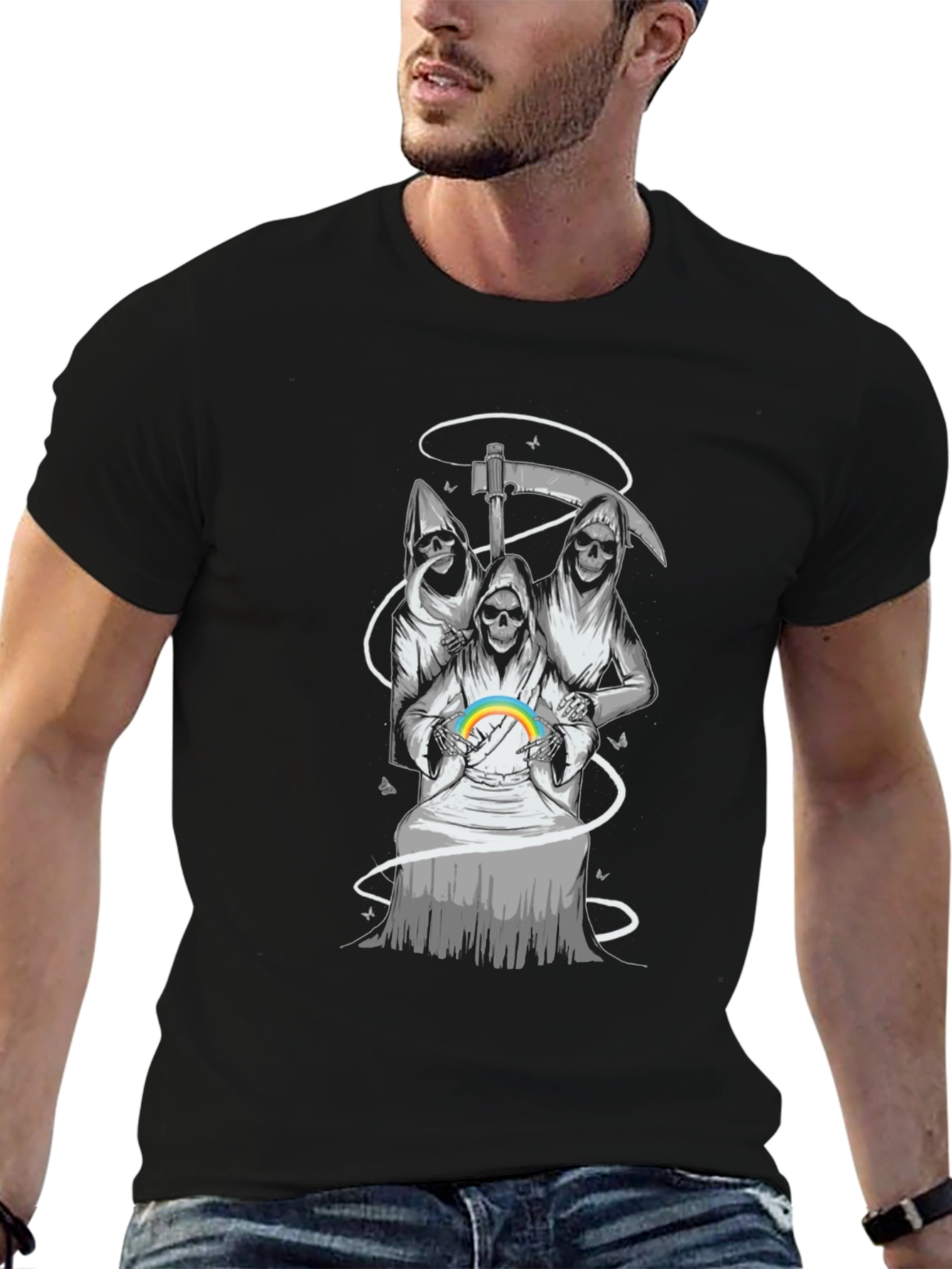 Grim Reaper Rainbow T-Shirt - Dark Humor Tee