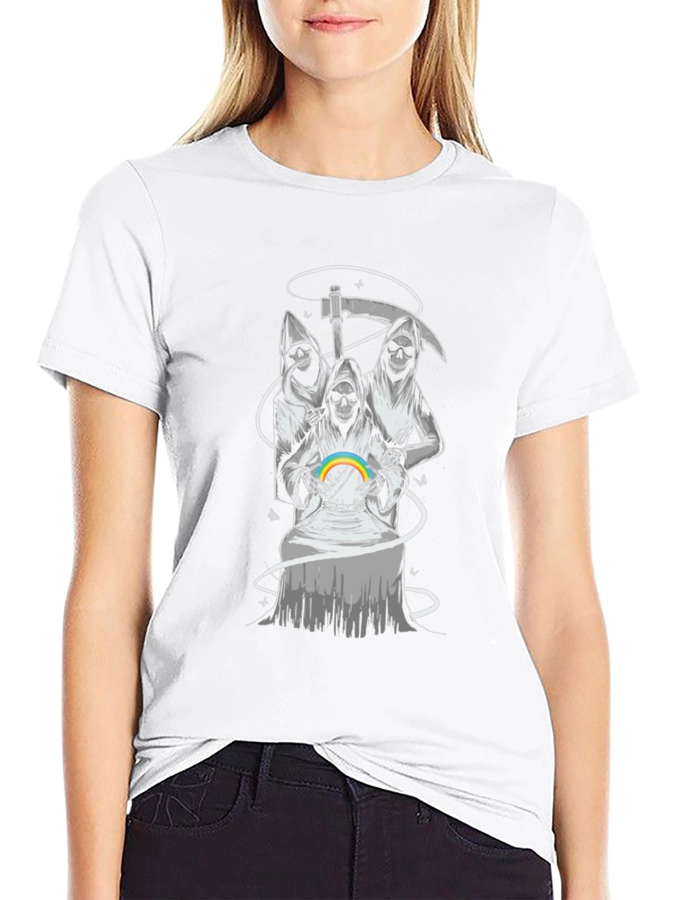 Grim Reaper Rainbow T-Shirt - Dark Humor Tee
