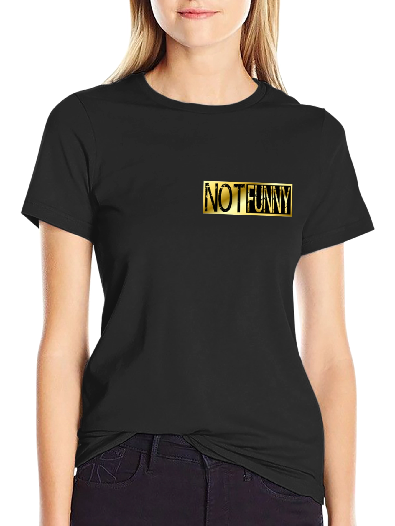 Not Funny Graphic Tee - Mens Black Crewneck T-Shirt
