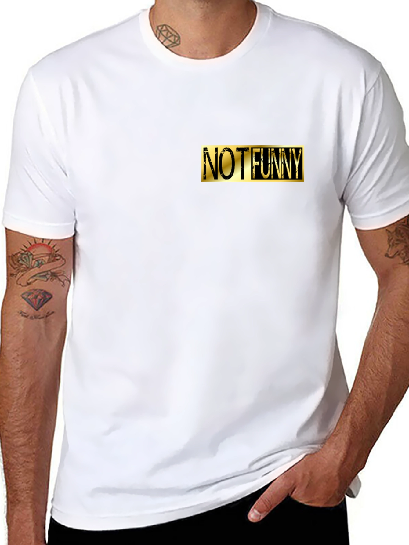 Not Funny Graphic Tee - Mens Black Crewneck T-Shirt