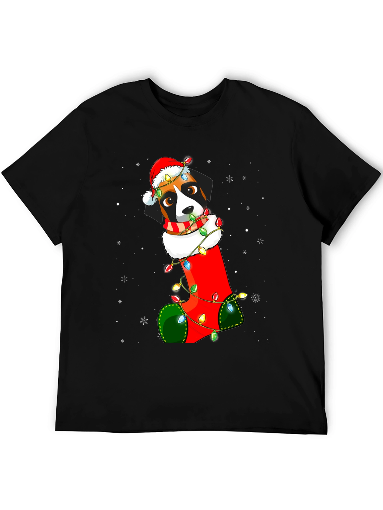Christmas Dog in Stocking T-Shirt