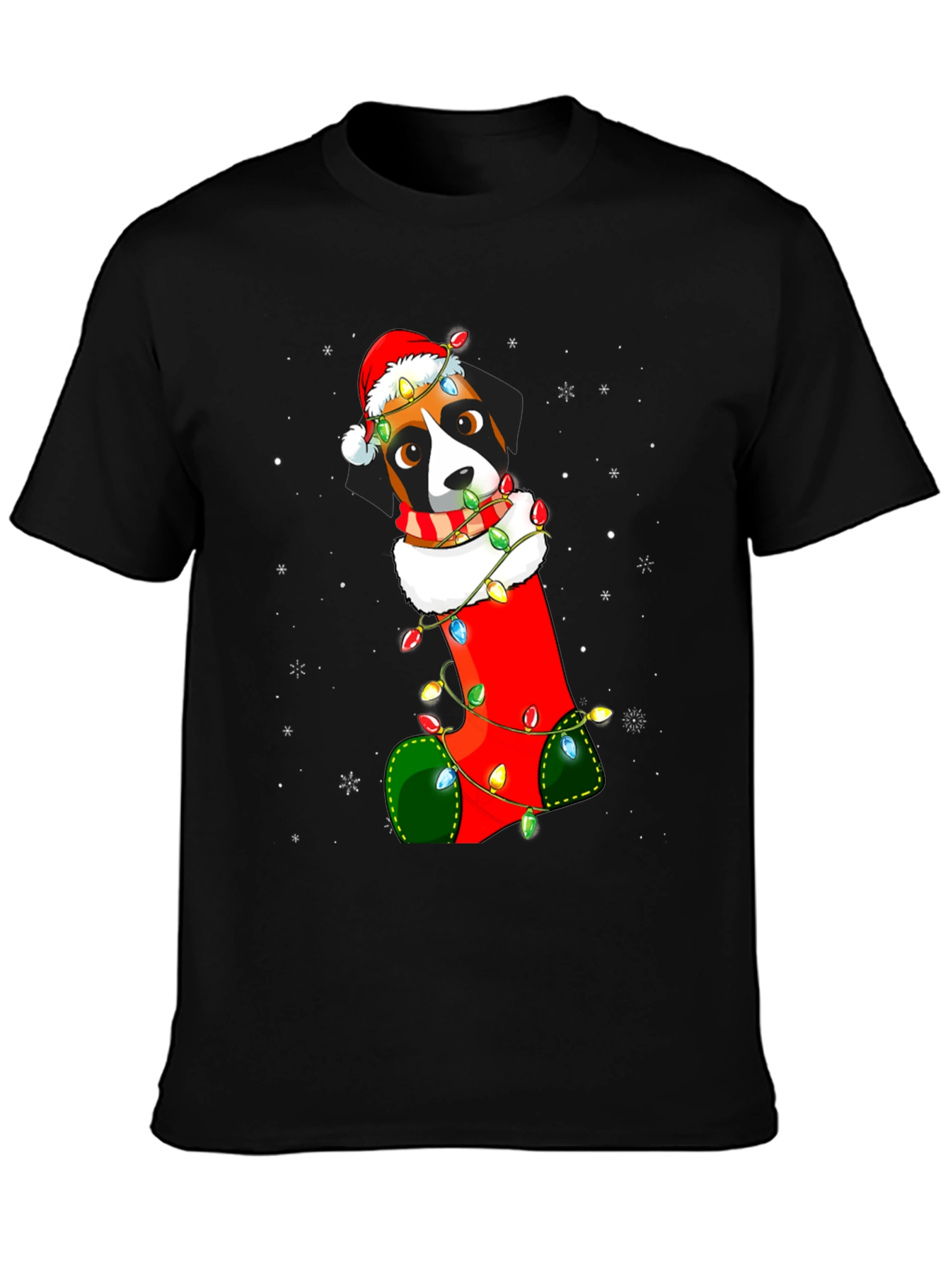Christmas Dog in Stocking T-Shirt