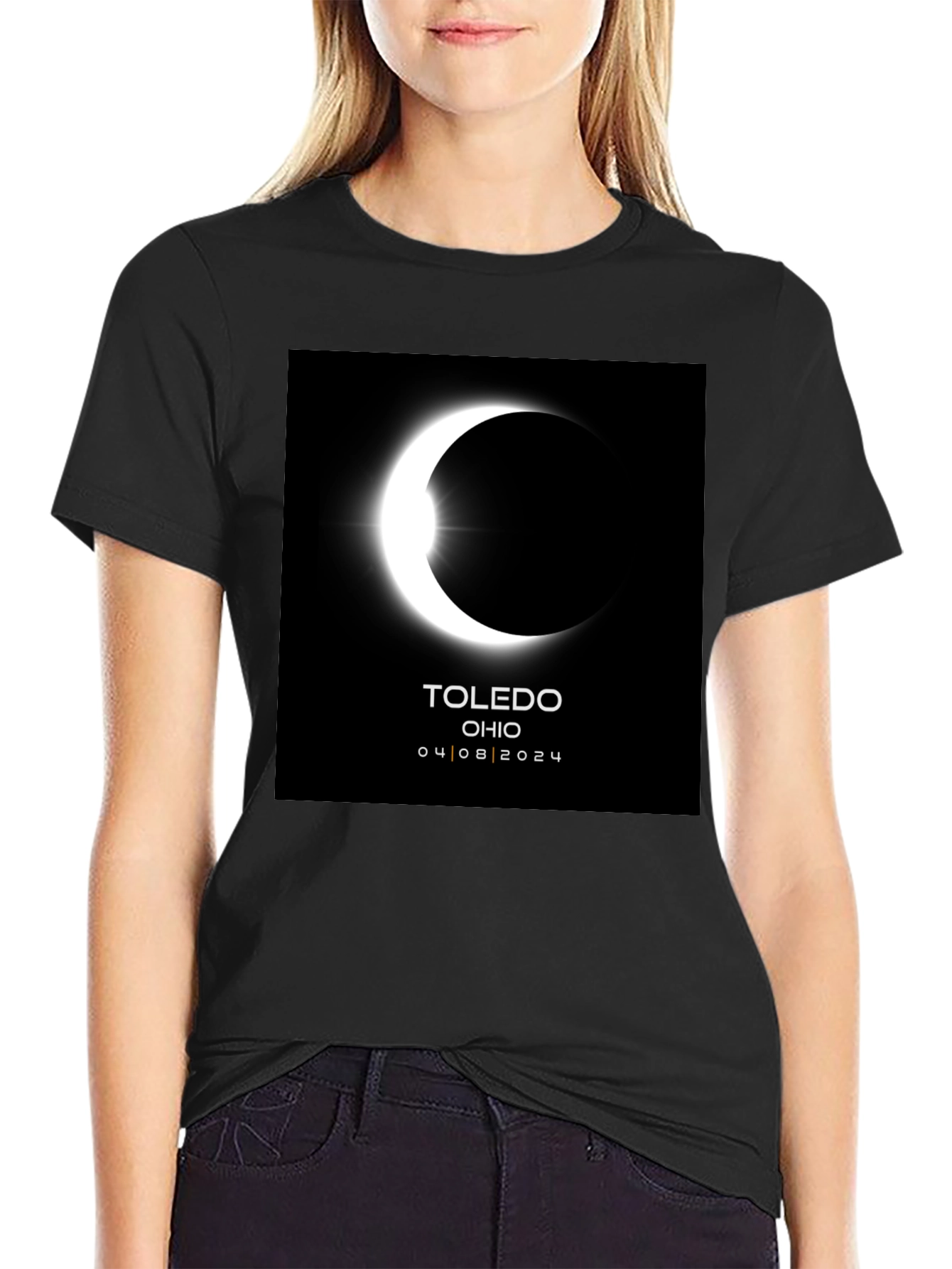 Toledo Ohio Eclipse 2024 Black T-Shirt