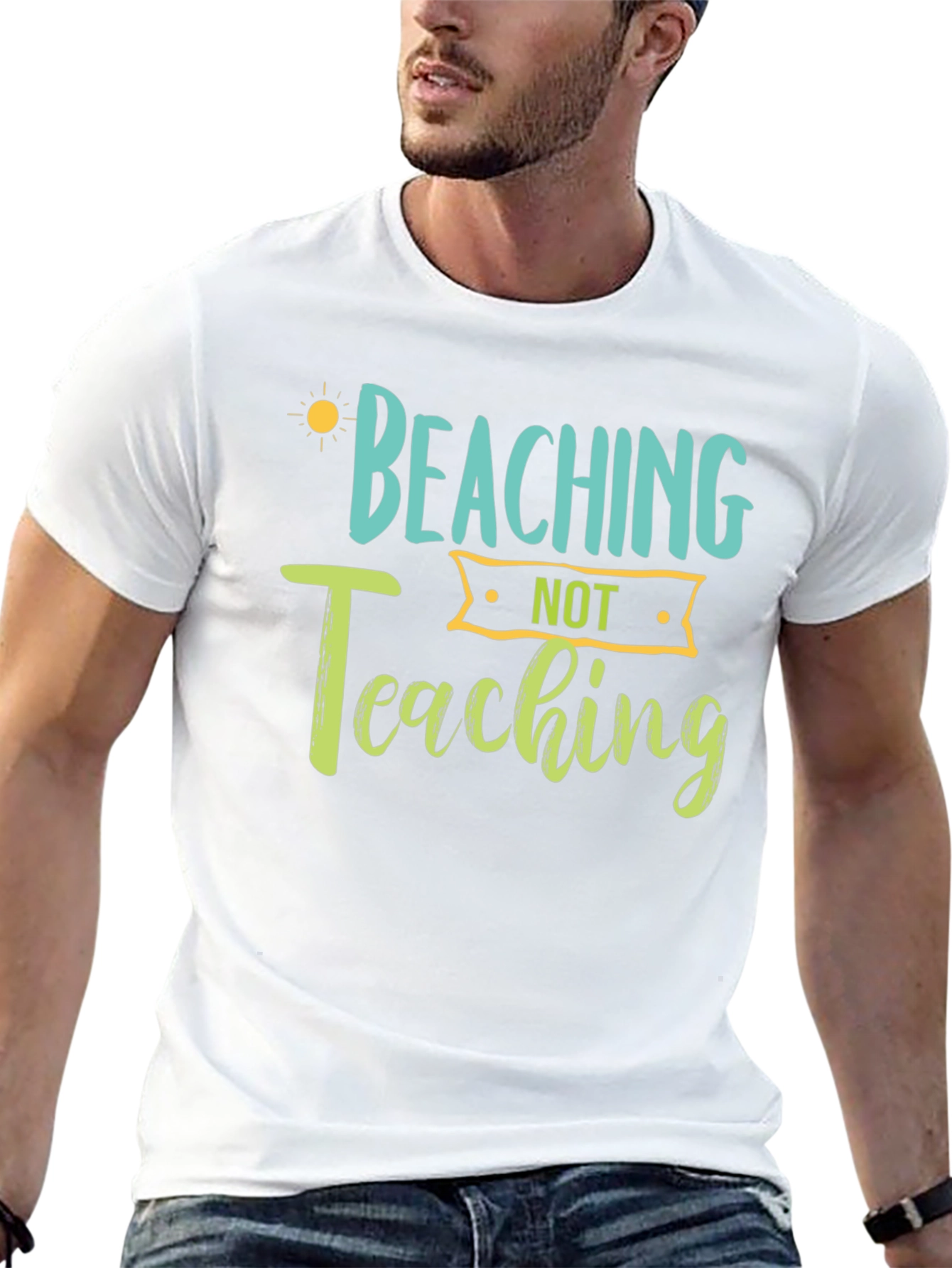 Beaching Not Teaching Graphic Tee - Black