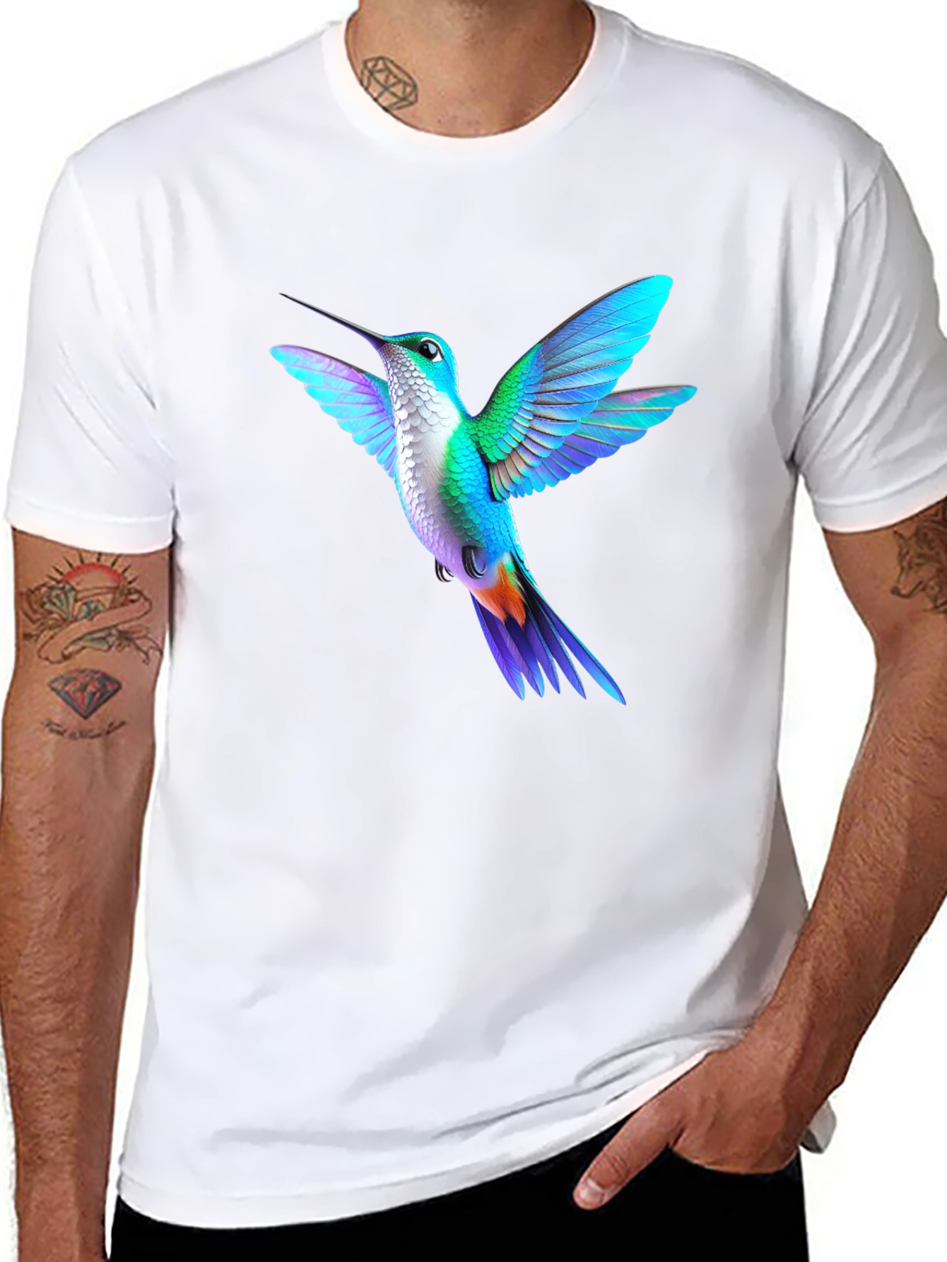 Hummingbird Graphic Print Mens Black T-Shirt