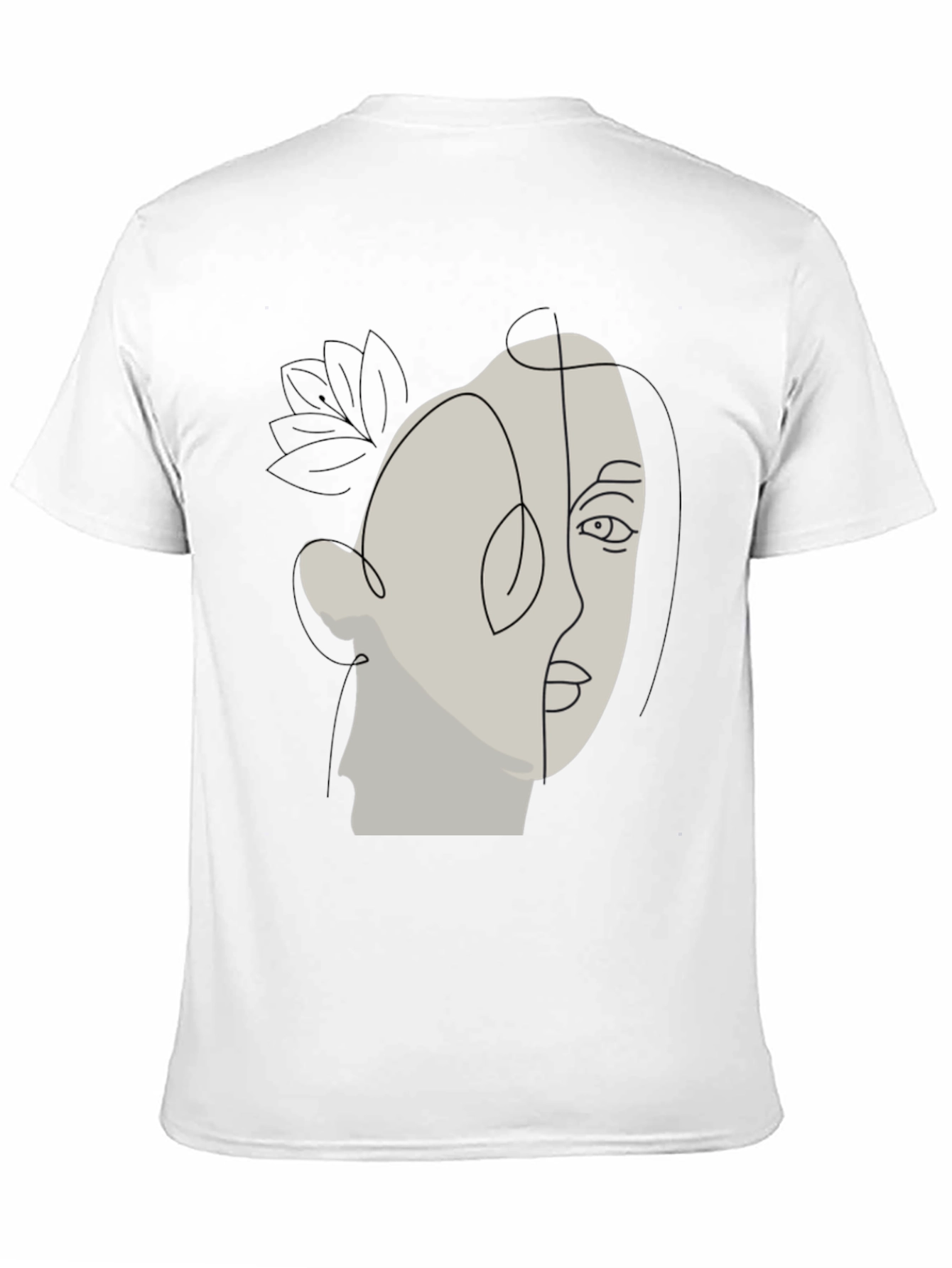 Abstract Face Line Art Black T-Shirt