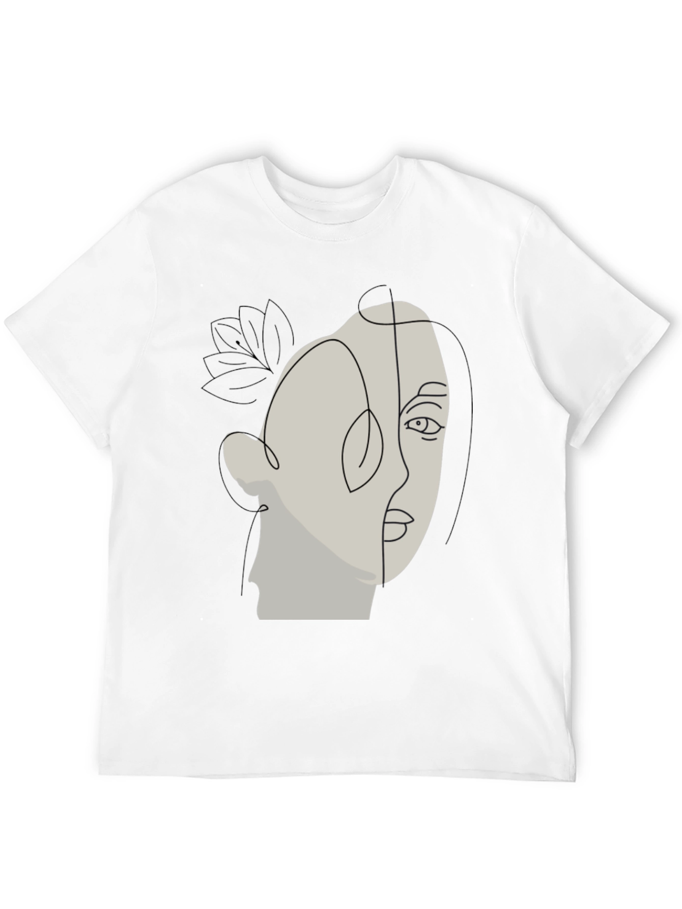 Abstract Face Line Art Black T-Shirt