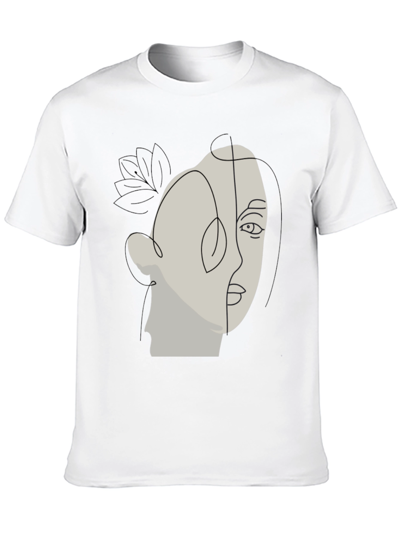 Abstract Face Line Art Black T-Shirt