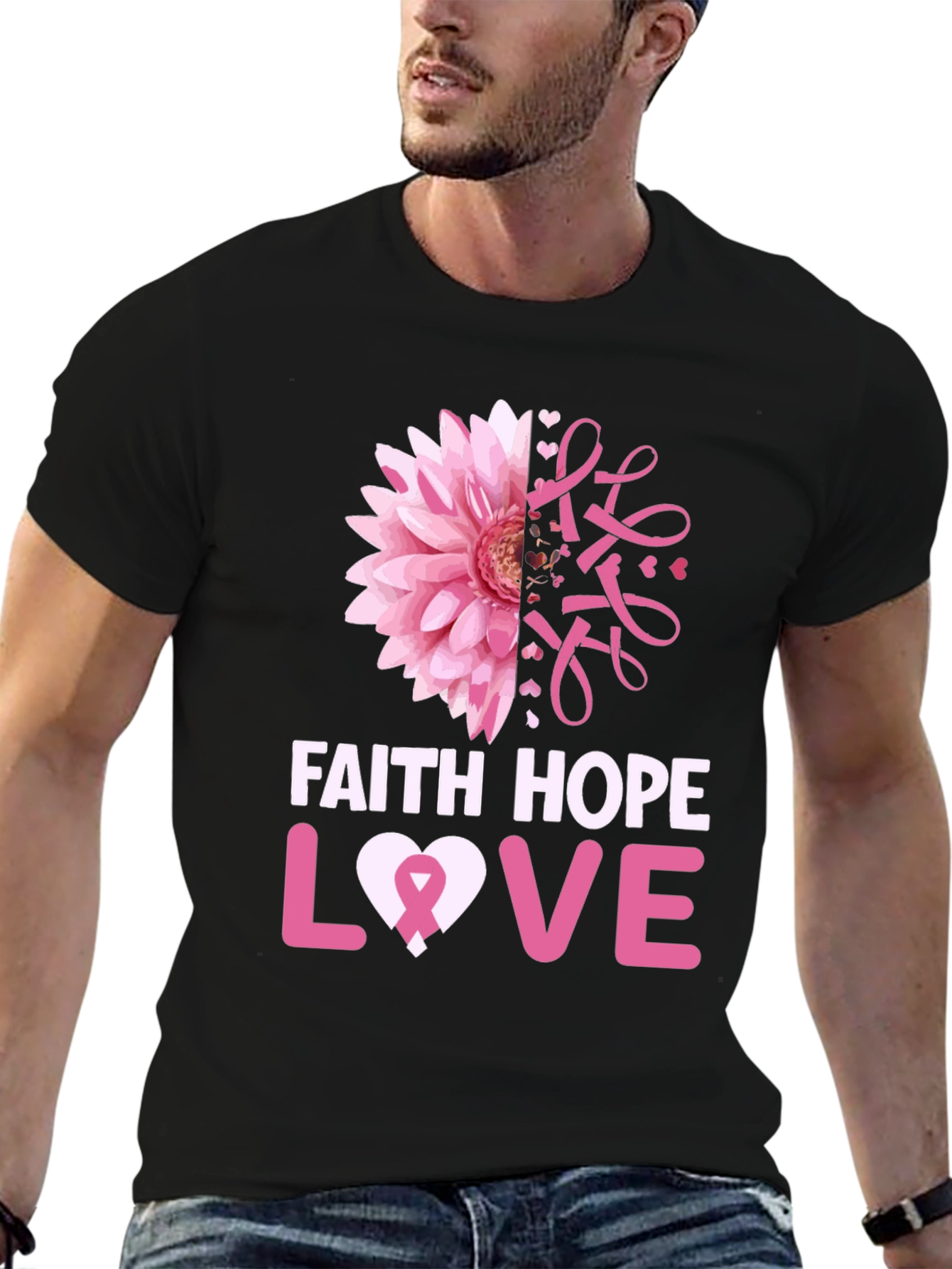 Faith Hope Love Breast Cancer Awareness T-Shirt
