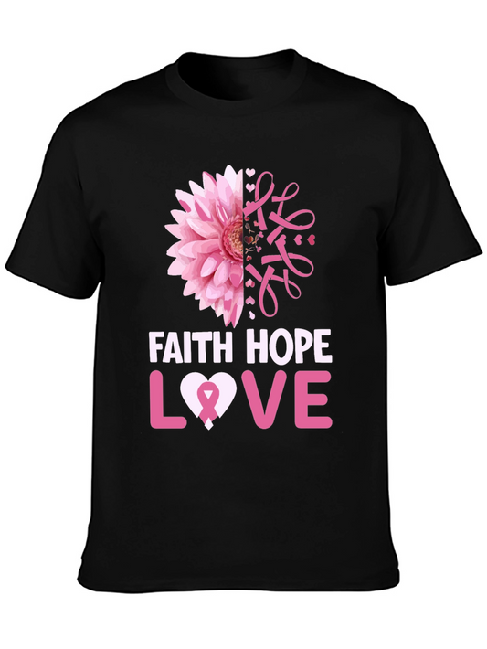 Faith Hope Love Breast Cancer Awareness T-Shirt